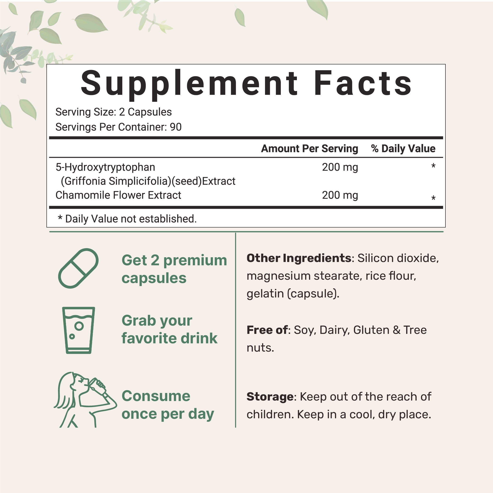 Micro Ingredients 5-HTP with Chamomile 200mg