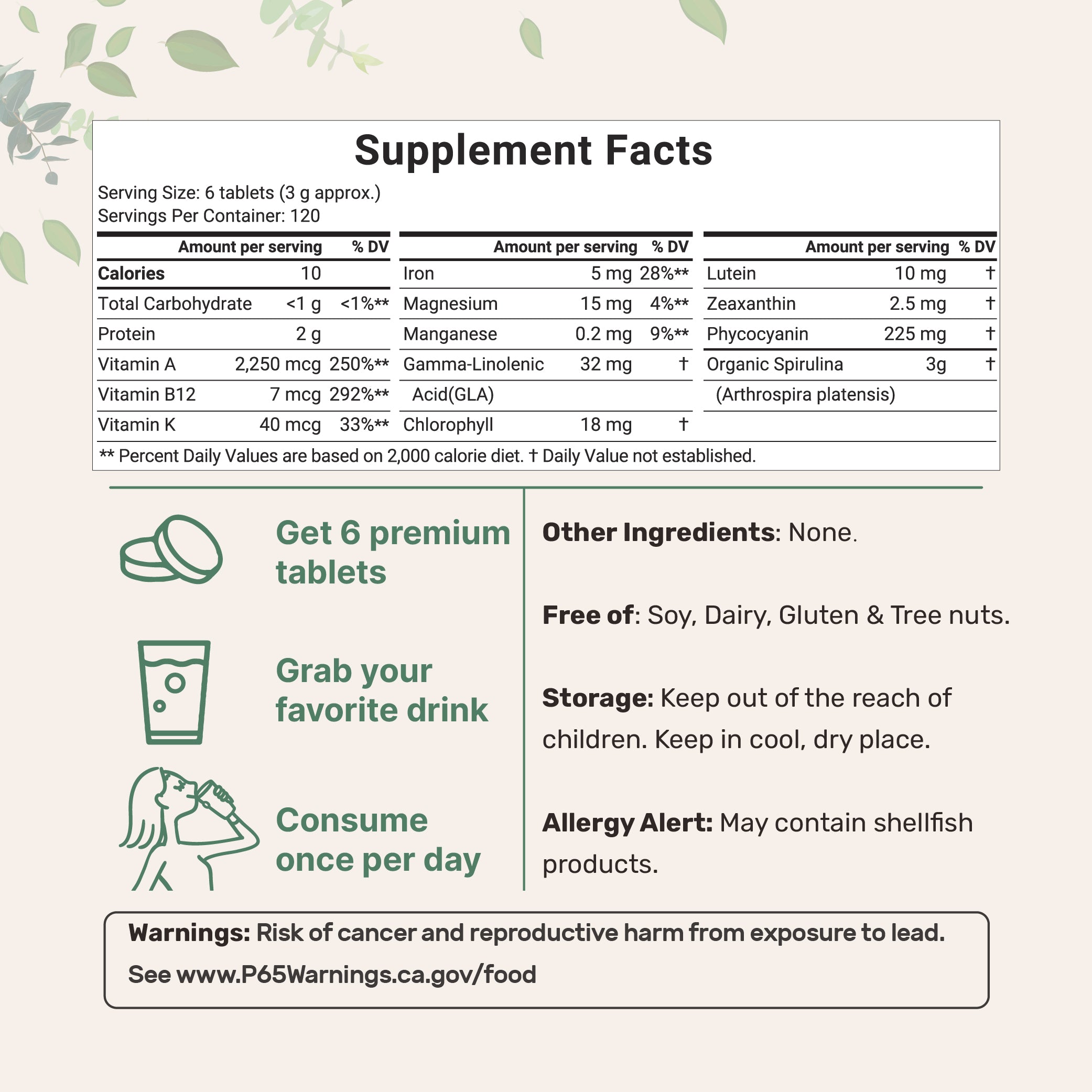 Micro Ingredients Organic Spirulina Tablets 720 Counts