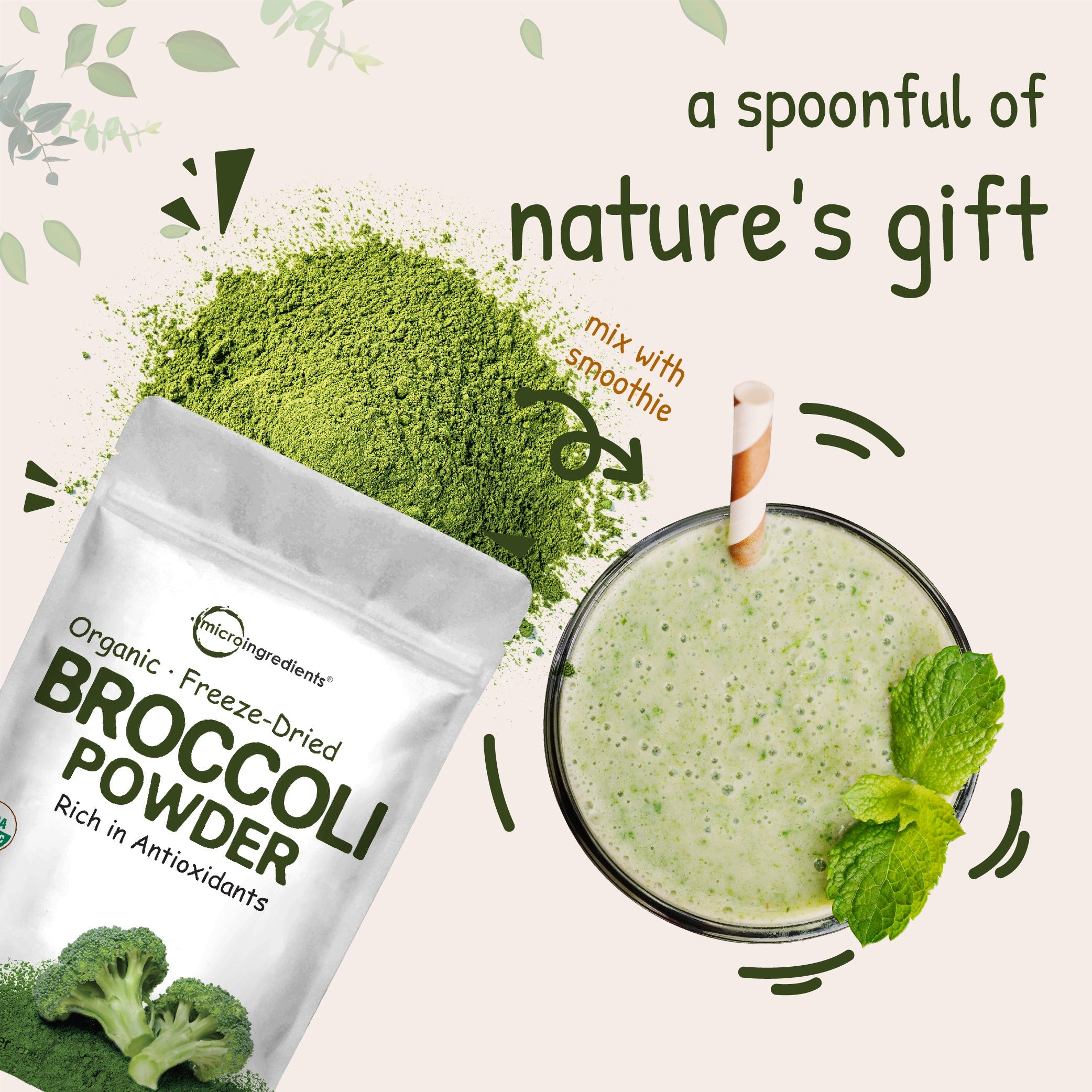 Micro Ingredients Organic Broccoli Powder, 1lb