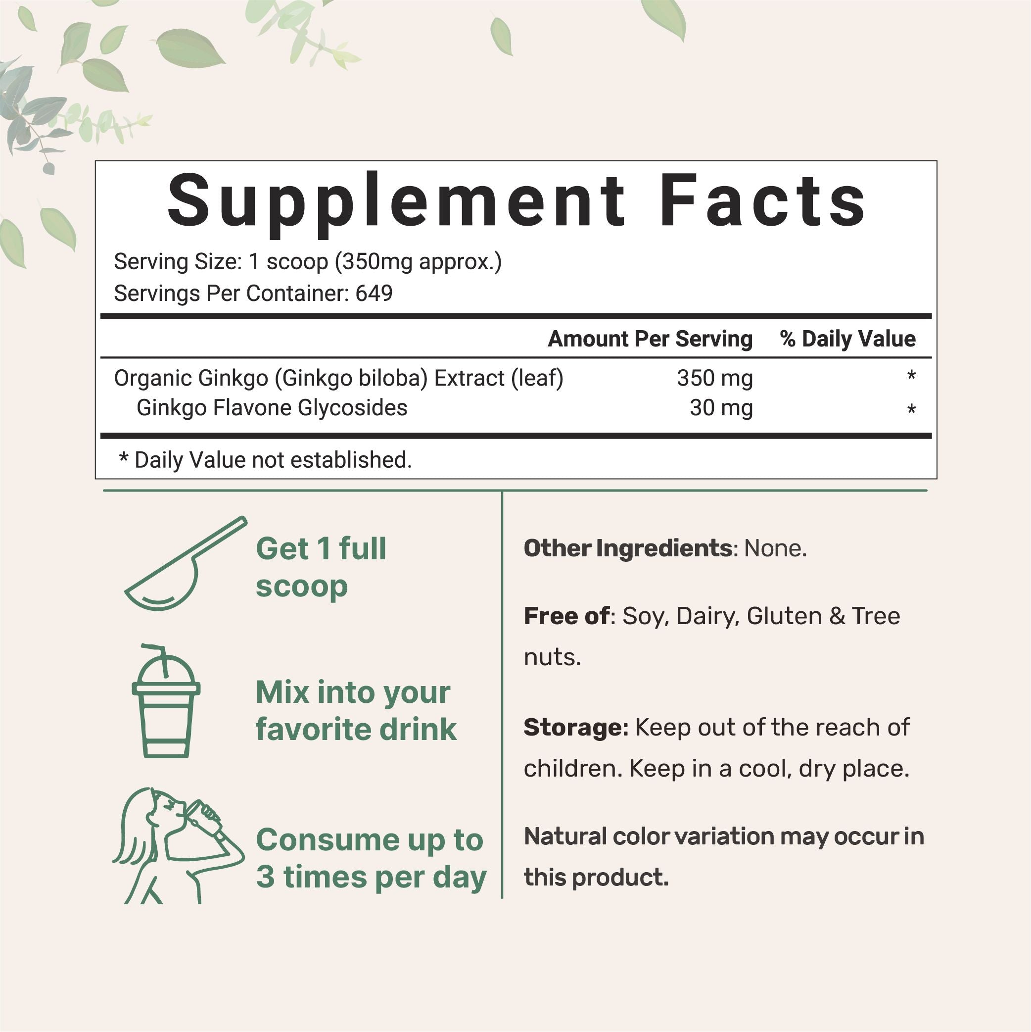 Micro Ingredients Organic Ginkgo Biloba Powder