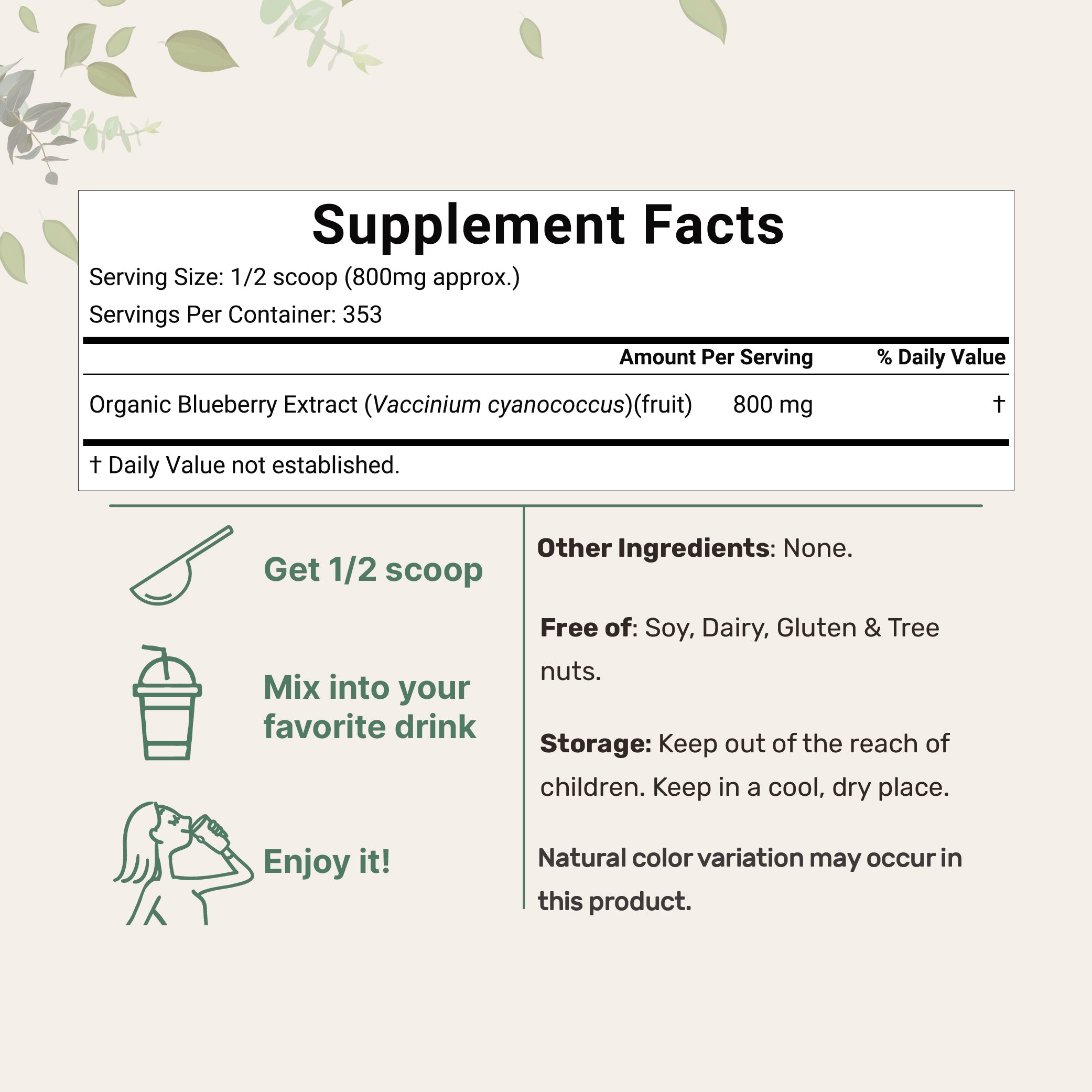 Micro Ingredients Organic Blueberry Extract Powder, 10oz