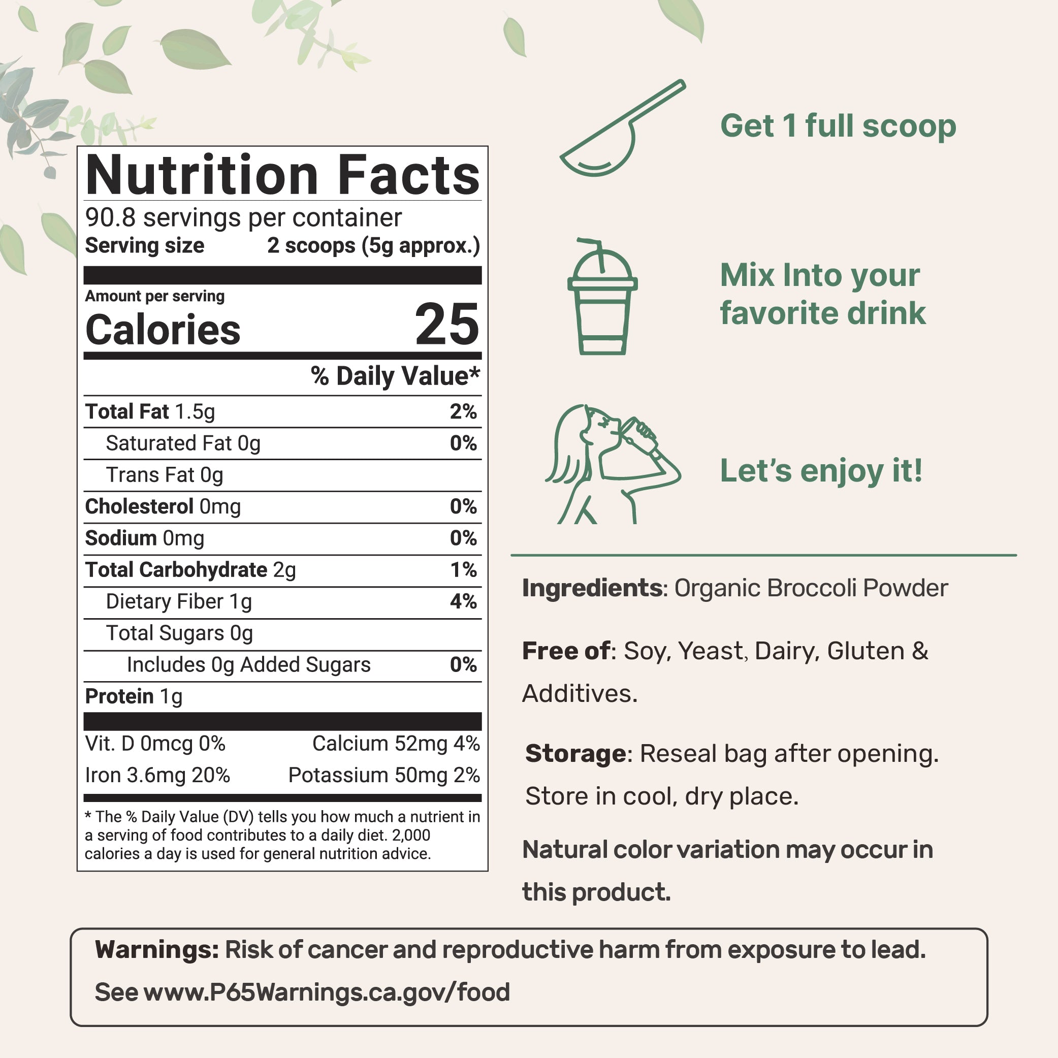 Micro Ingredients Organic Broccoli Powder, 1lb