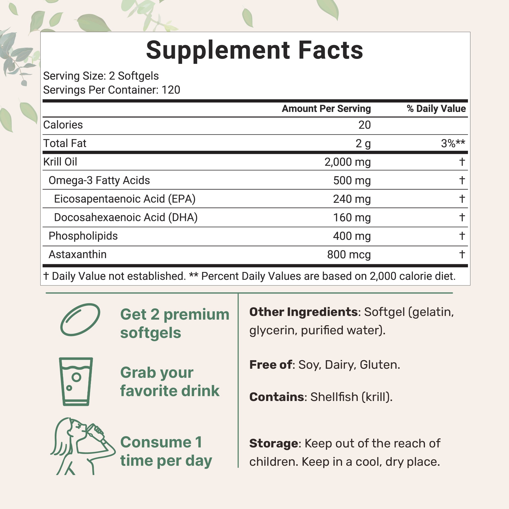 Micro Ingredients Antarctic Krill Oil 2000mg, 240 softgels