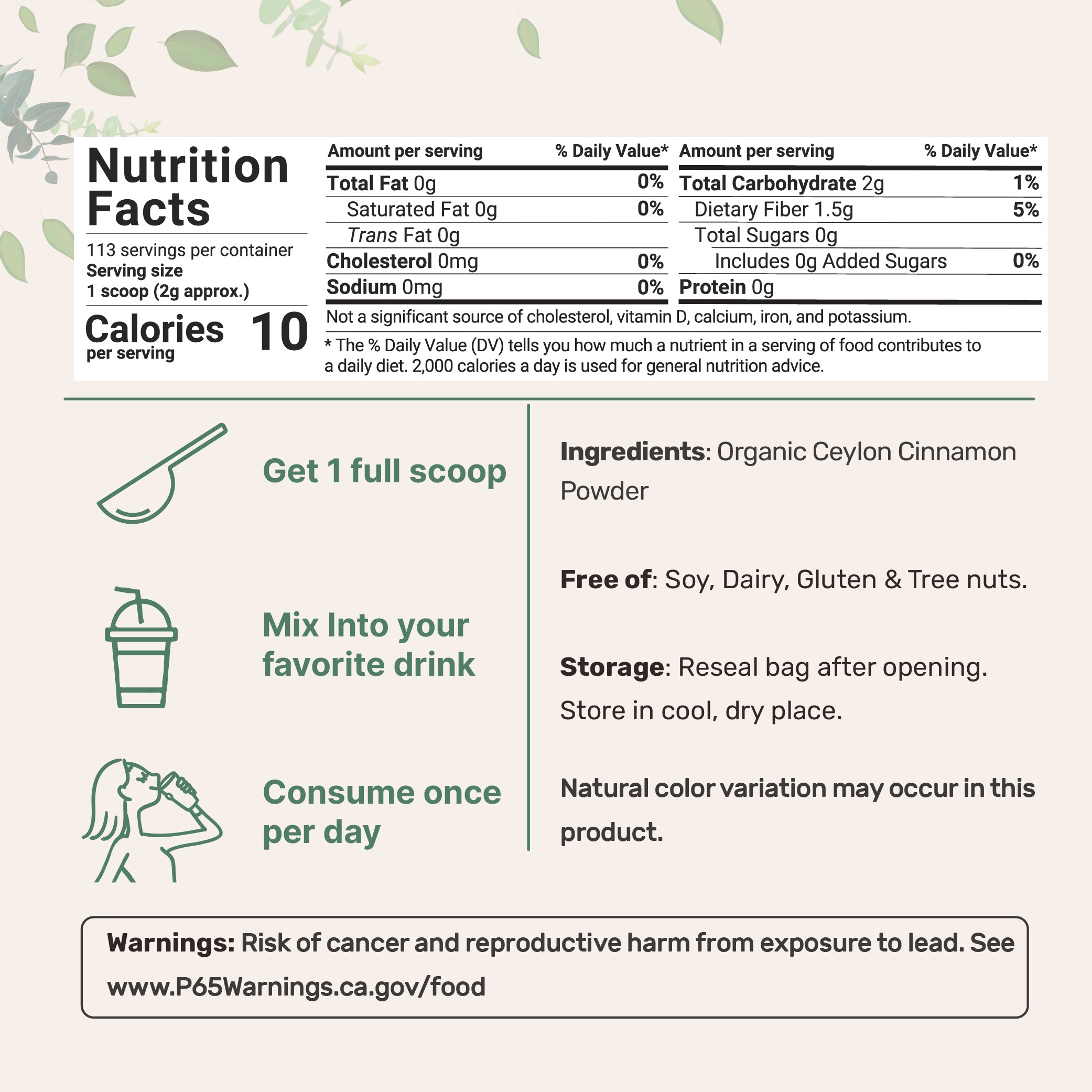 Micro Ingredients Organic Ceylon Cinnamon Powder