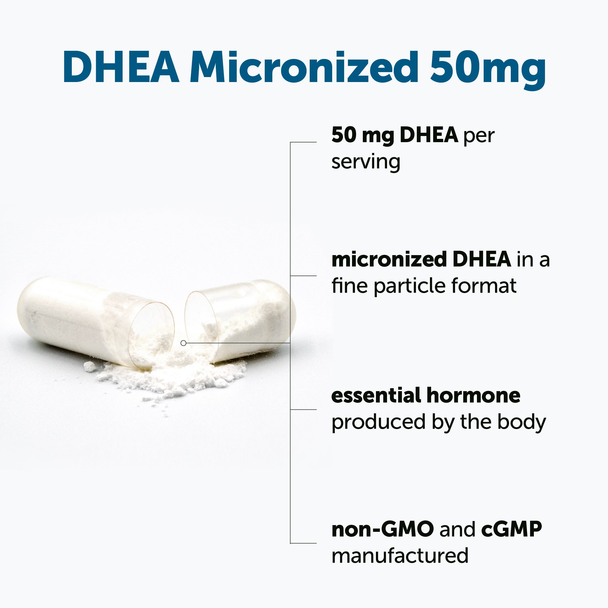 Micro Ingredients DHEA Micronized 50mg, 240 Capsules