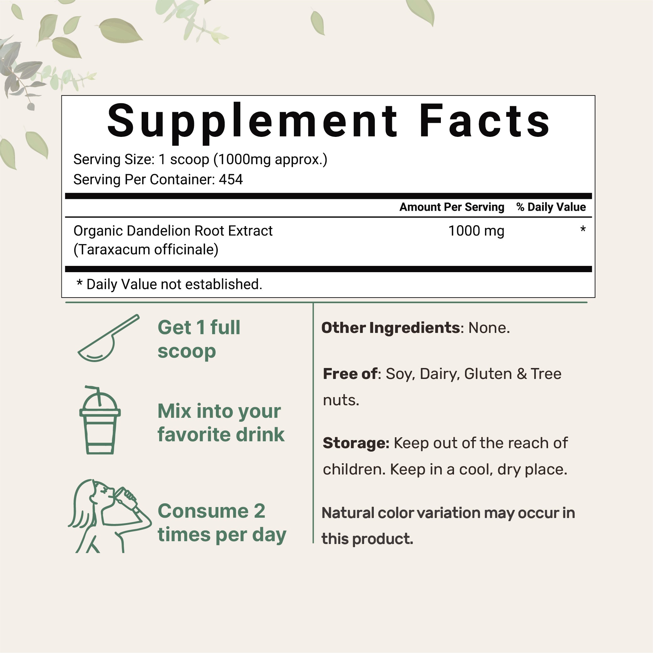 Micro Ingredients Organic Dandelion Root Powder