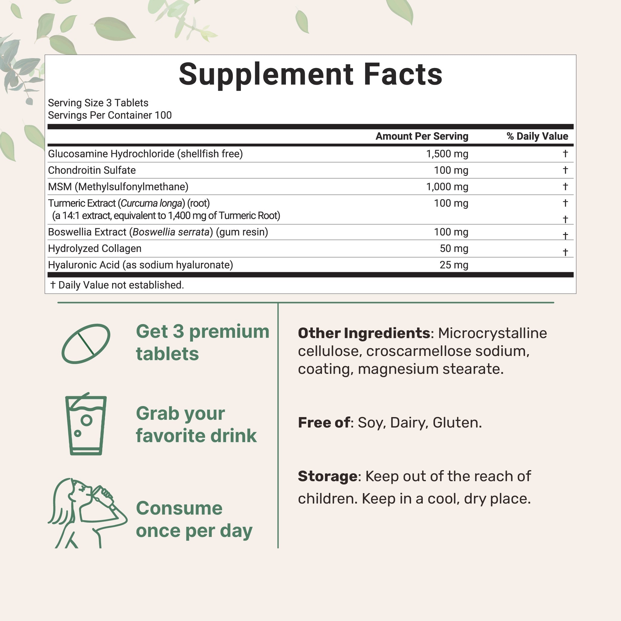 Micro Ingredients Glucosamine Chondroitin MSM and Turmeric Supplement