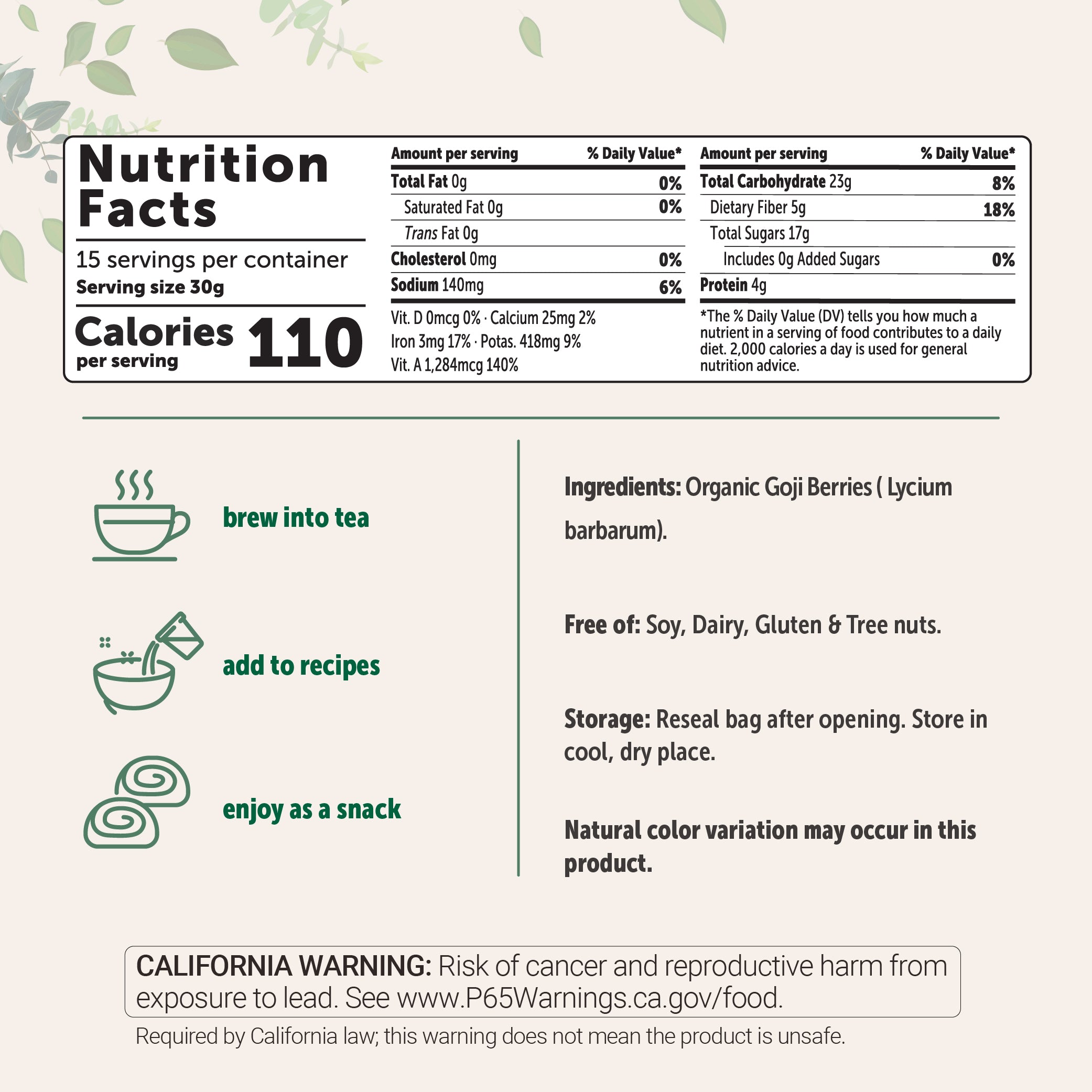 Micro Ingredients Organic Goji Berries, 1lb