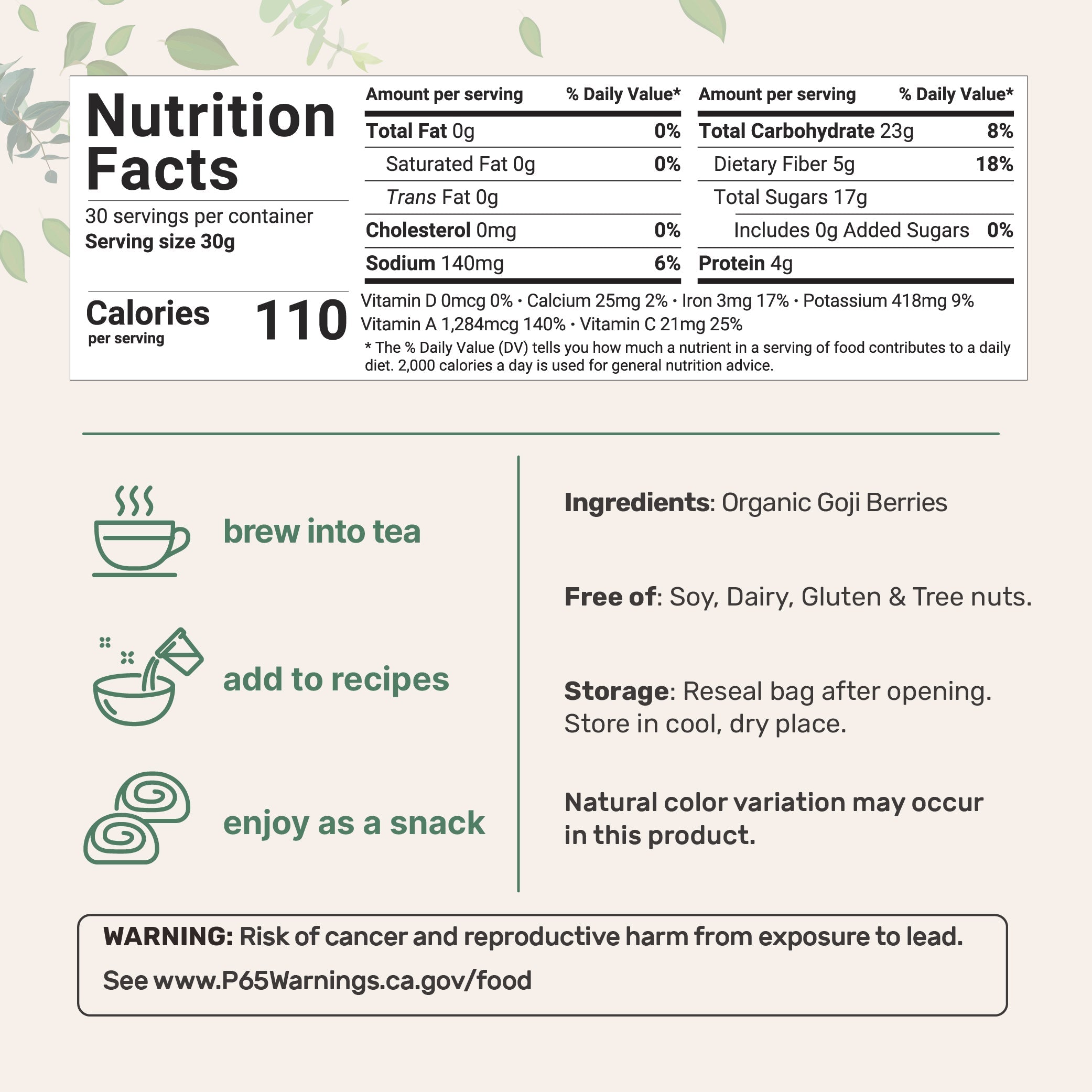 Micro Ingredients Organic Goji Berries 32 Ounce