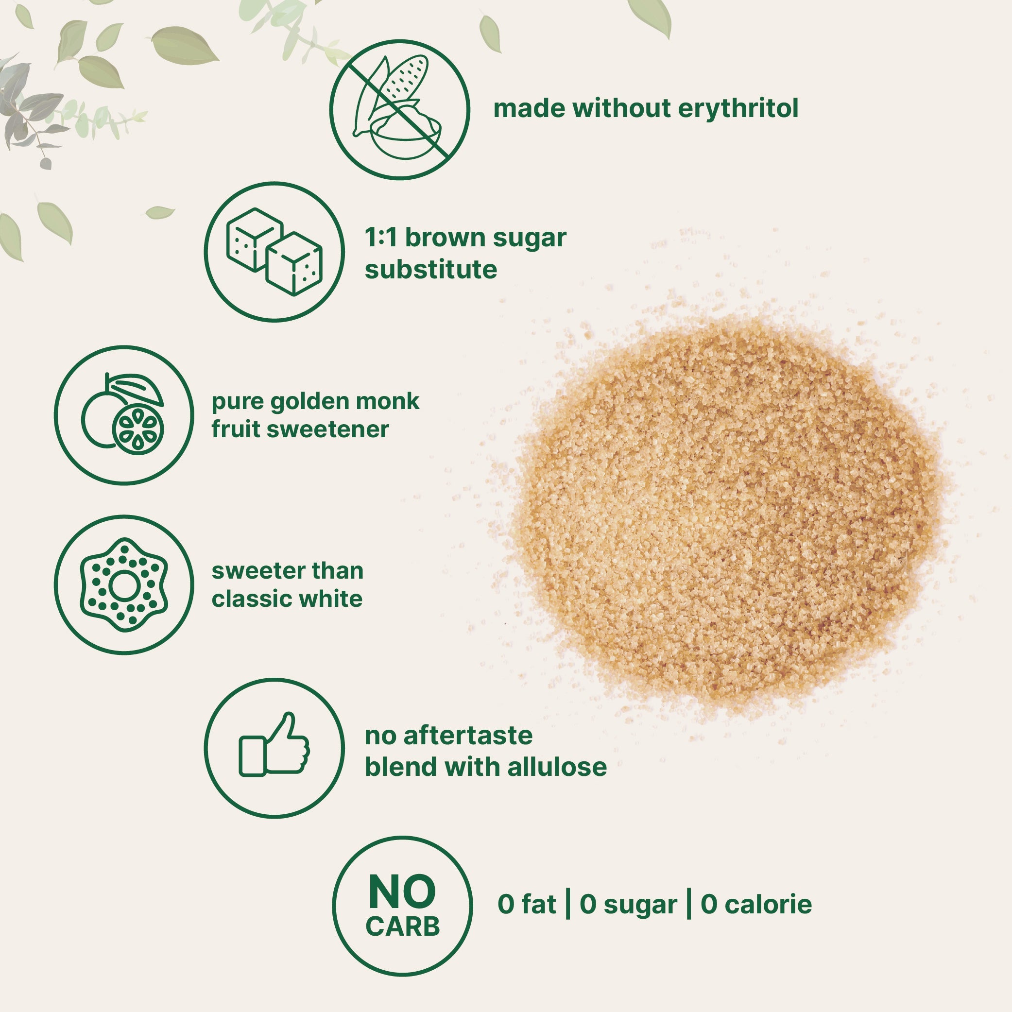 Micro Ingredients Golden Monk Fruit with Allulose Sweetener, 2 Lb – 1:1 Brown Sugar Substitute - Without Erythritol, Zero Calorie, Great for Drinks, Coffee, Tea, Cookies | Keto, Vegan, Non-GMO
