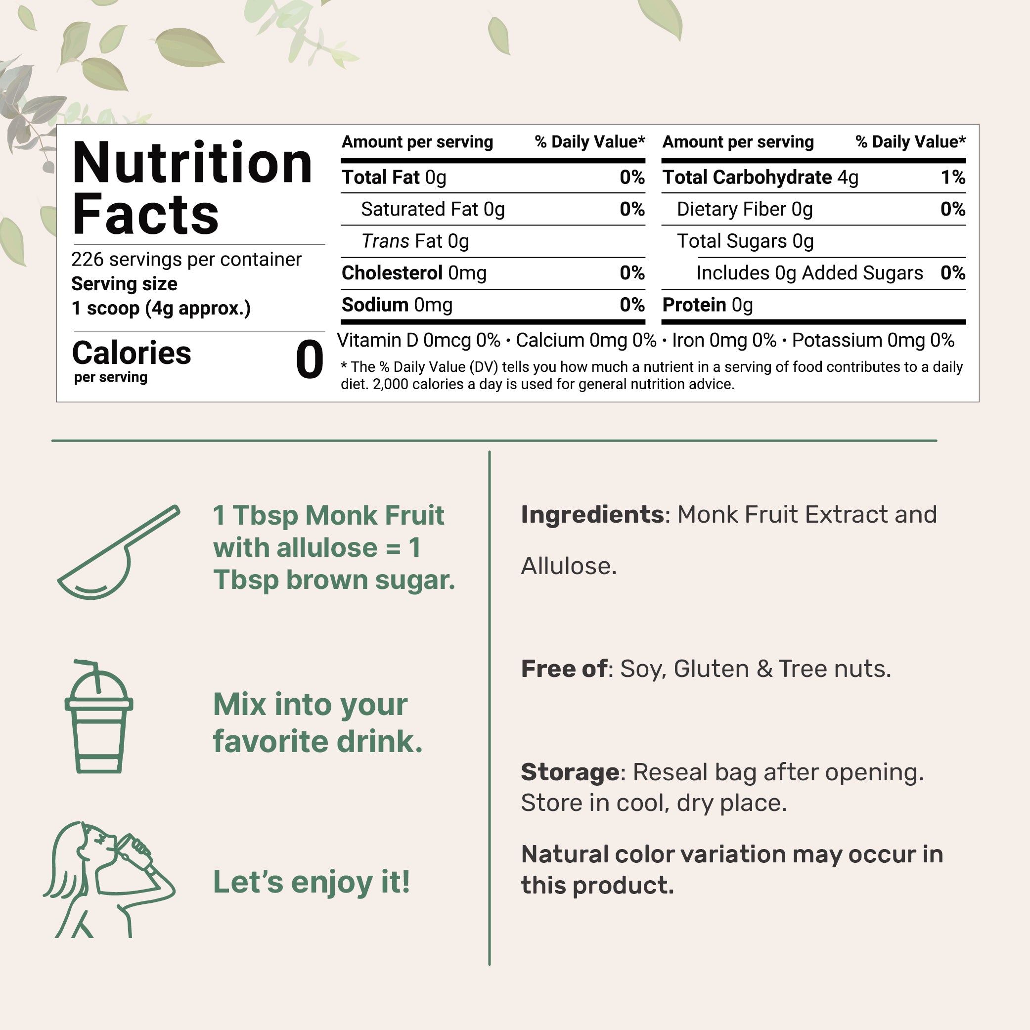 Micro Ingredients Golden Monk Fruit with Allulose Sweetener, 2 Lb – 1:1 Brown Sugar Substitute - Without Erythritol, Zero Calorie, Great for Drinks, Coffee, Tea, Cookies | Keto, Vegan, Non-GMO