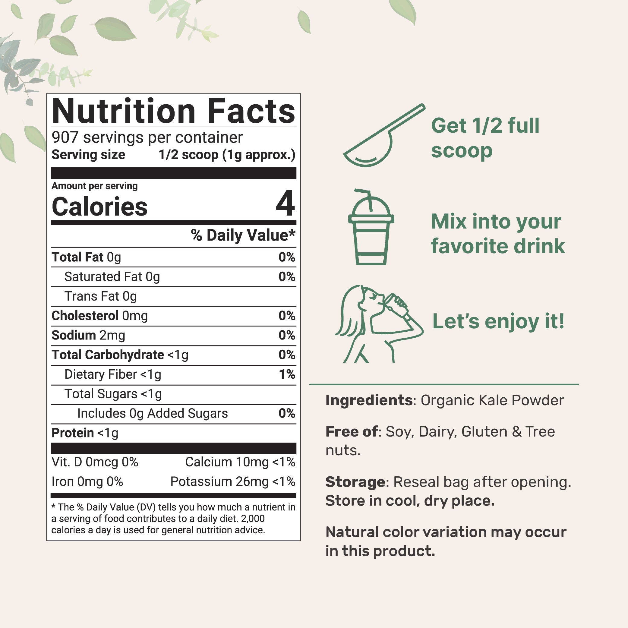 Micro Ingredients Organic Kale Powder, 2 Pounds