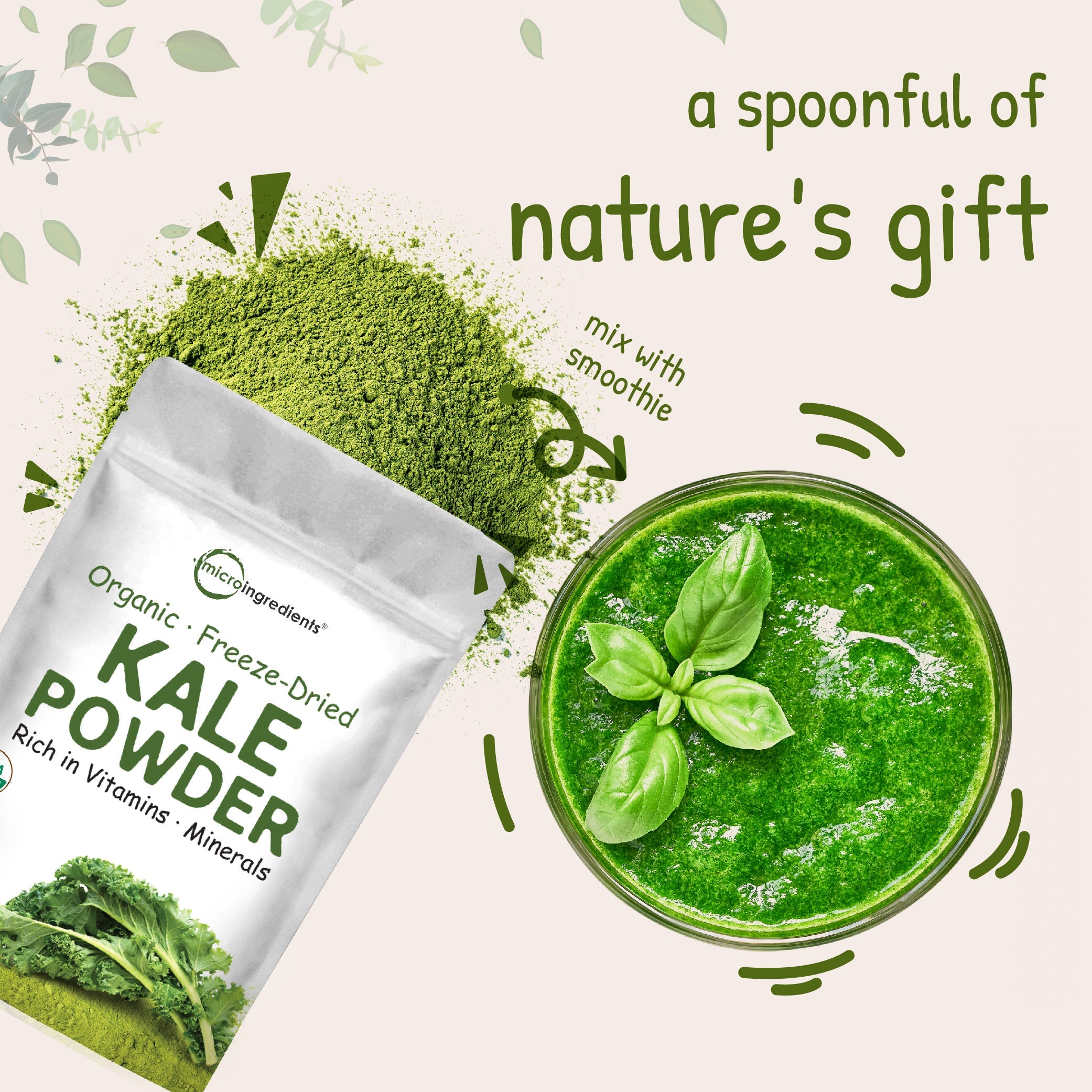 Micro Ingredients Organic Kale Powder, 2 Pounds
