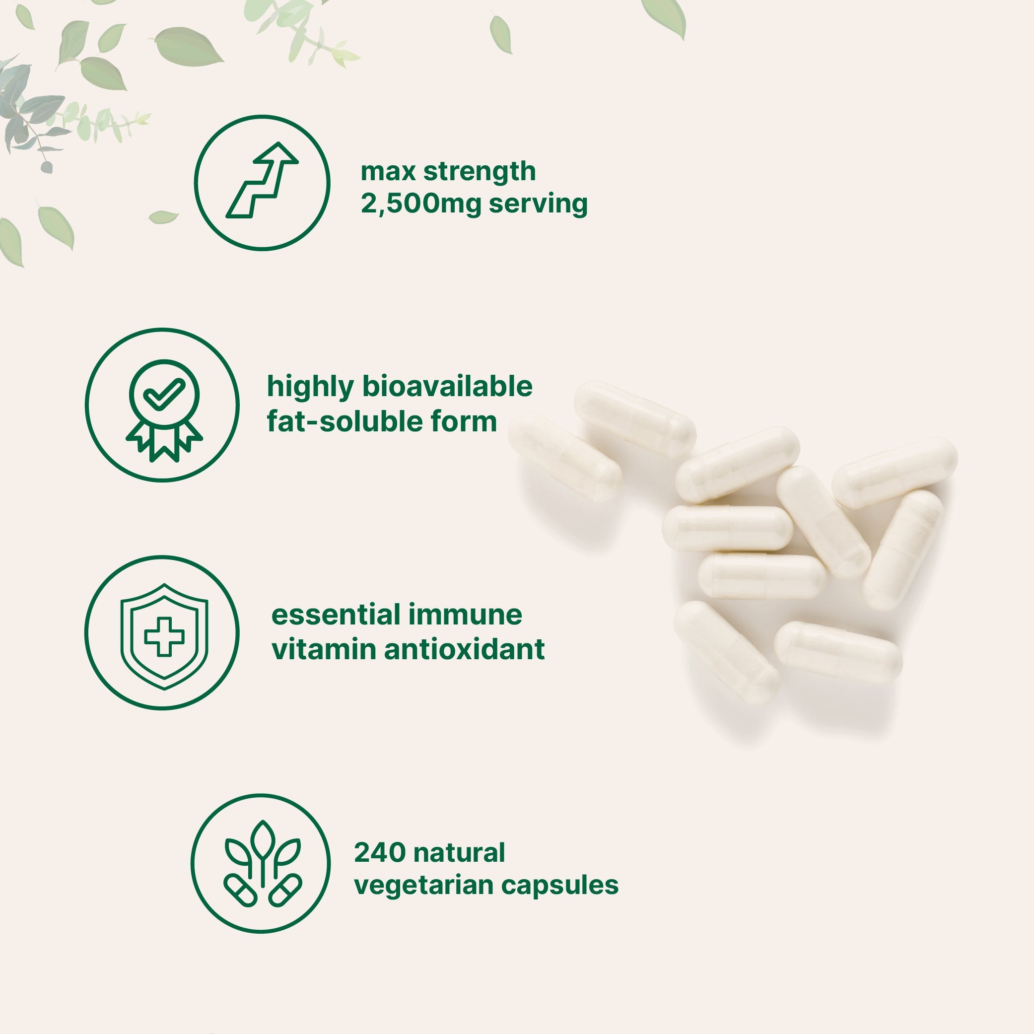 Micro Ingredients Liposomal Vitamin C 2,500mg, 240 Veggie Capsules