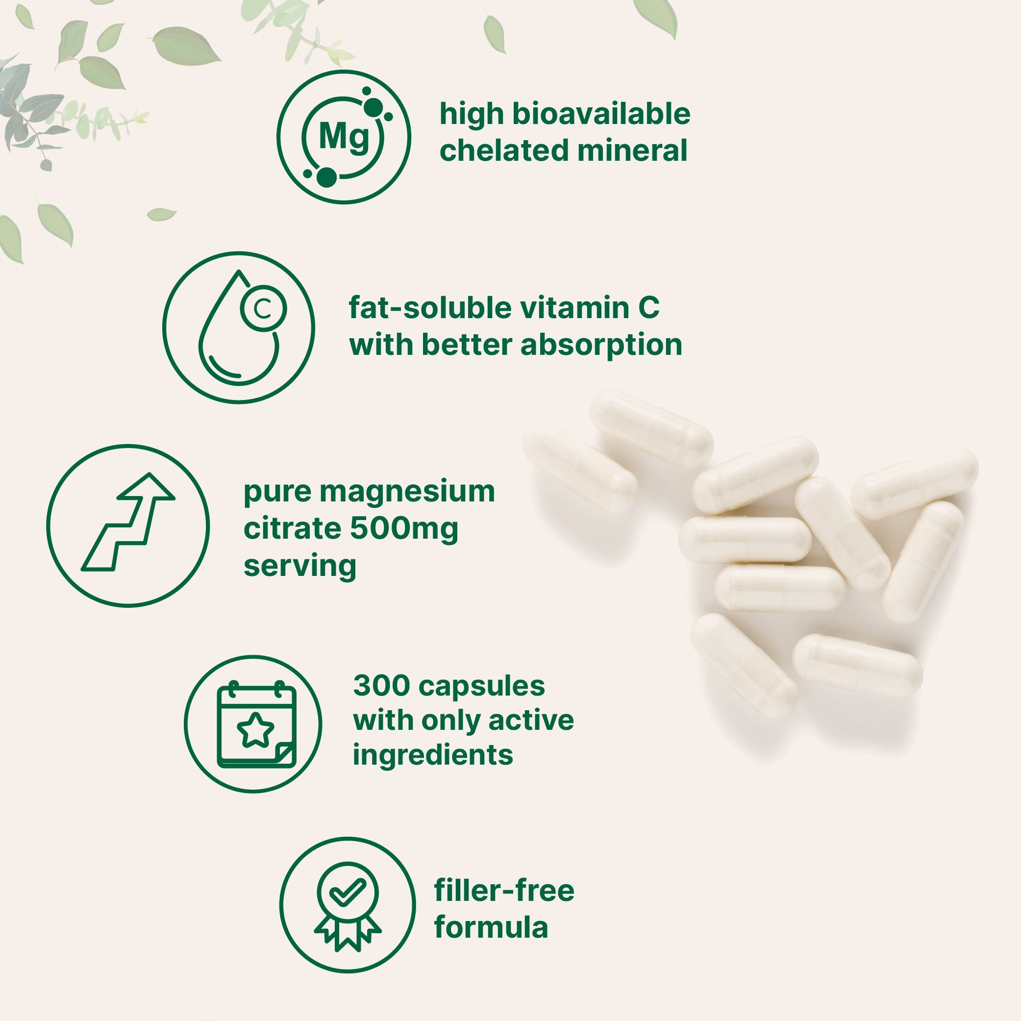 Micro Ingredients Pure Magnesium Citrate Supplements 500mg Per Serving, 300 Capsules