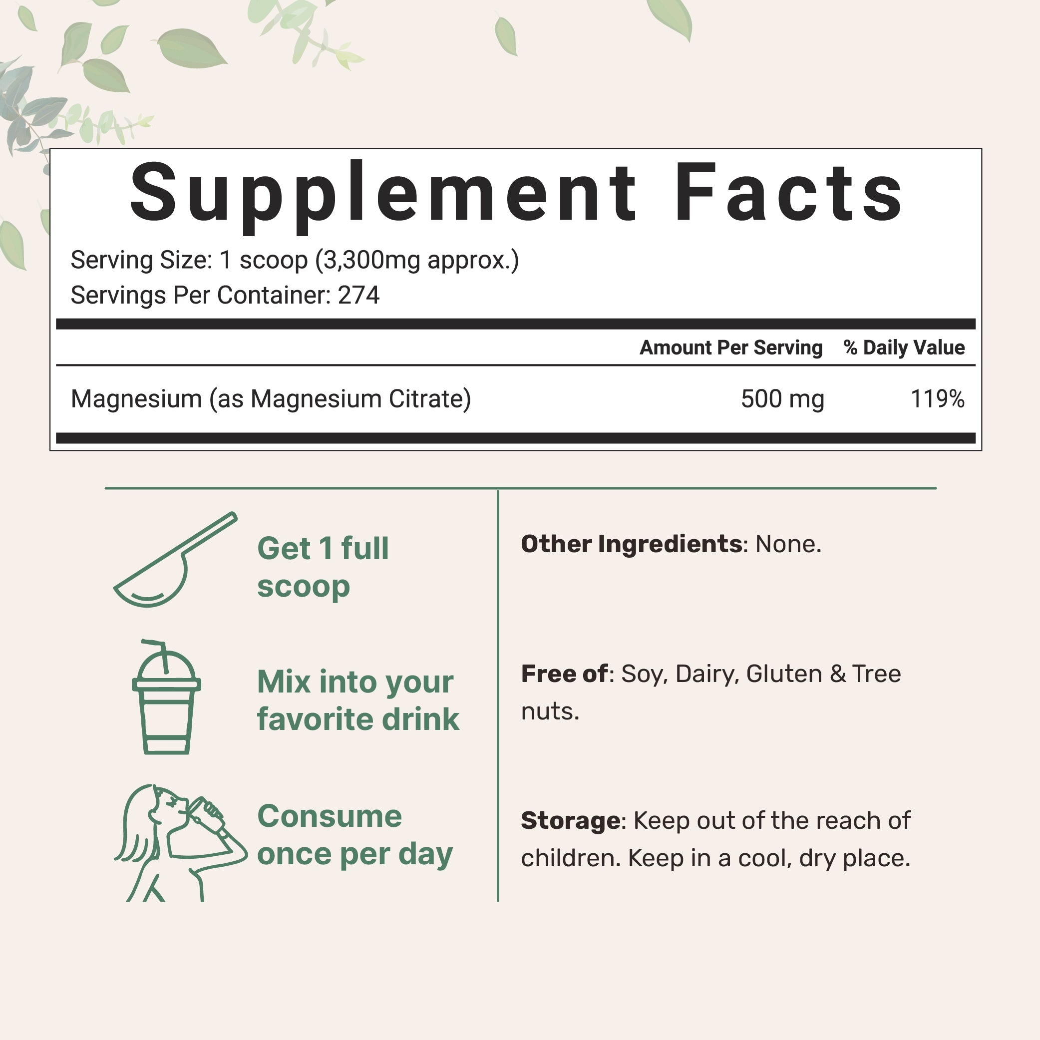 Micro Ingredients Magnesium Citrate Powder, 2 Pounds