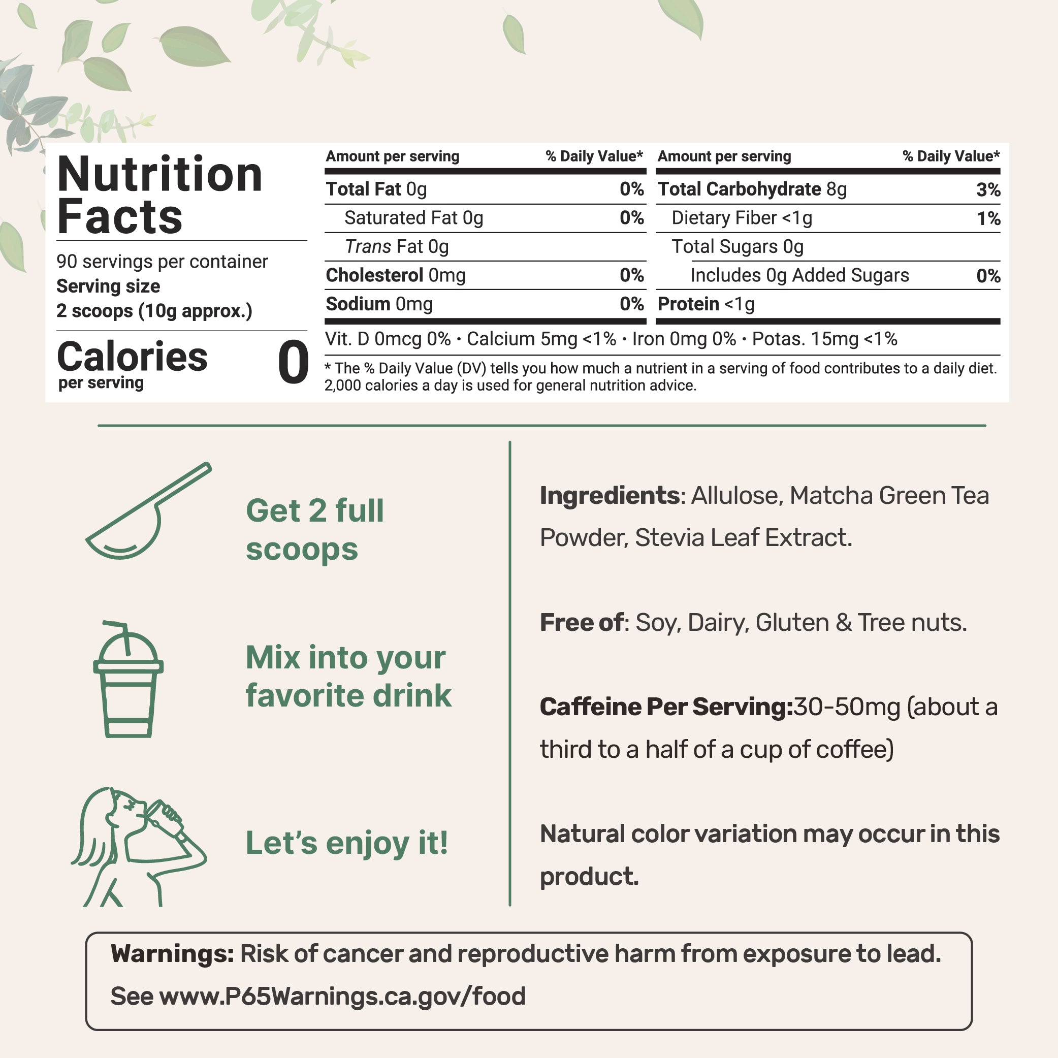 Micro Ingredients Matcha Latte Powder, 2lbs, Sugar Free Café Style Drink Mix