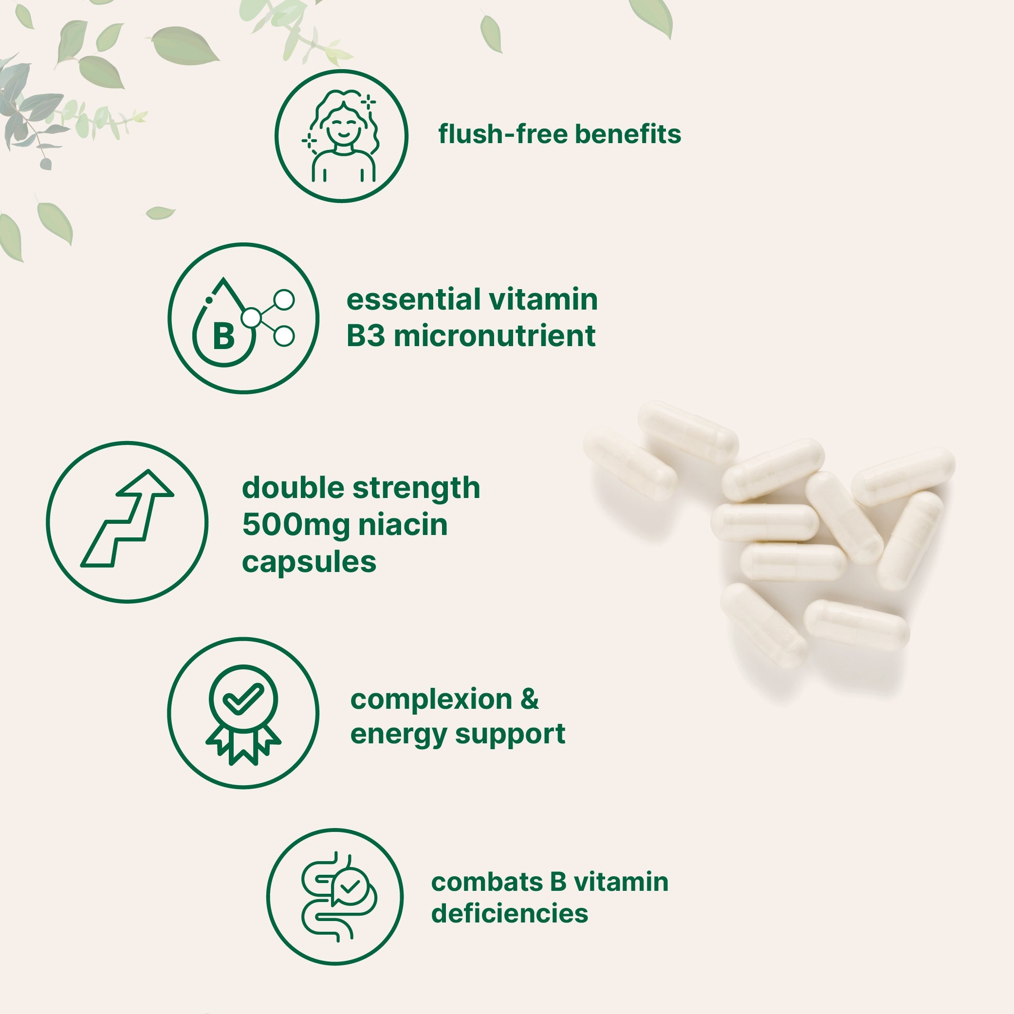 Micro Ingredients Niacin 500mg Per Serving, 400 Capsules | Flush Free B3 Vitamins