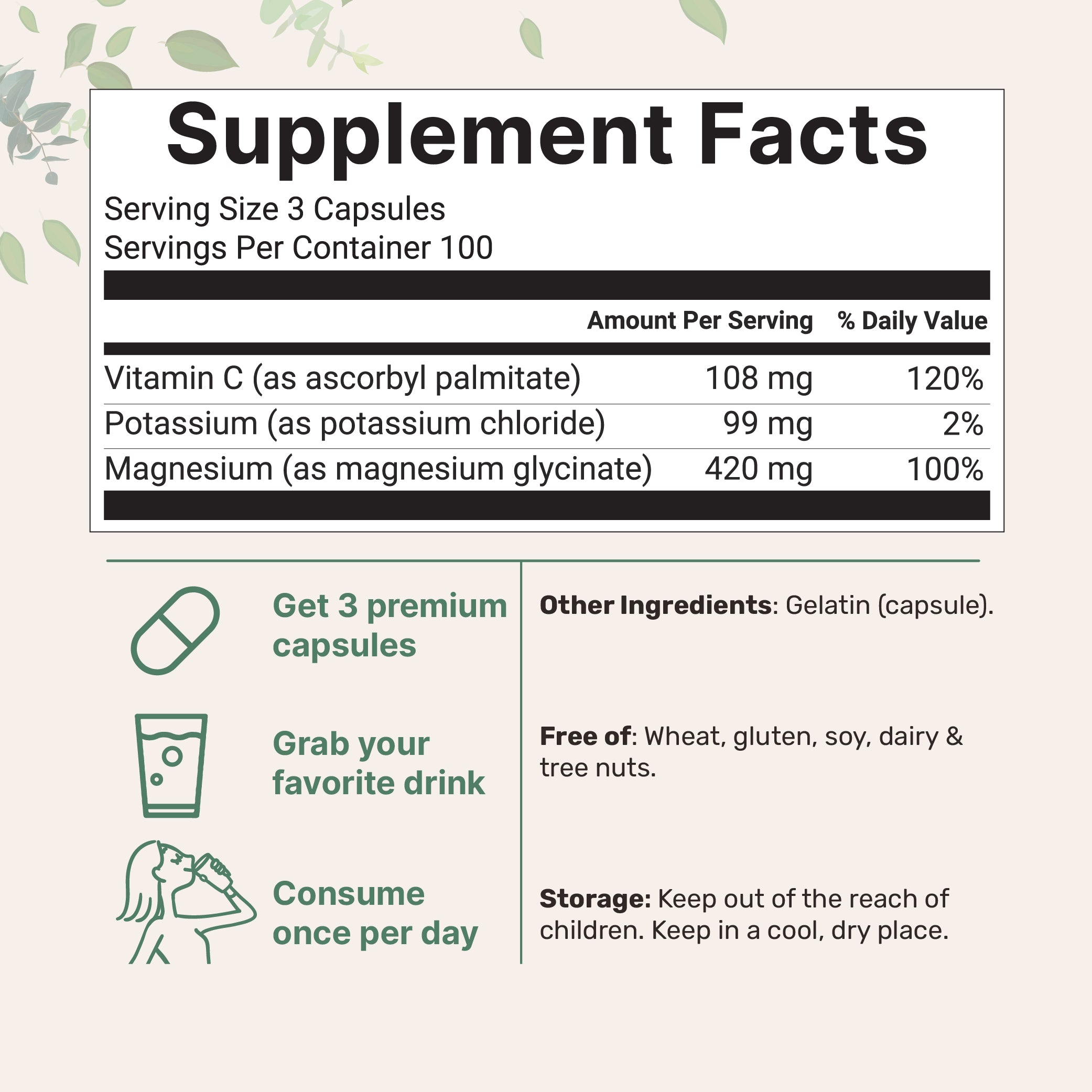 Micro Ingredients Pure Potassium Magnesium Supplement, 300 Capsules