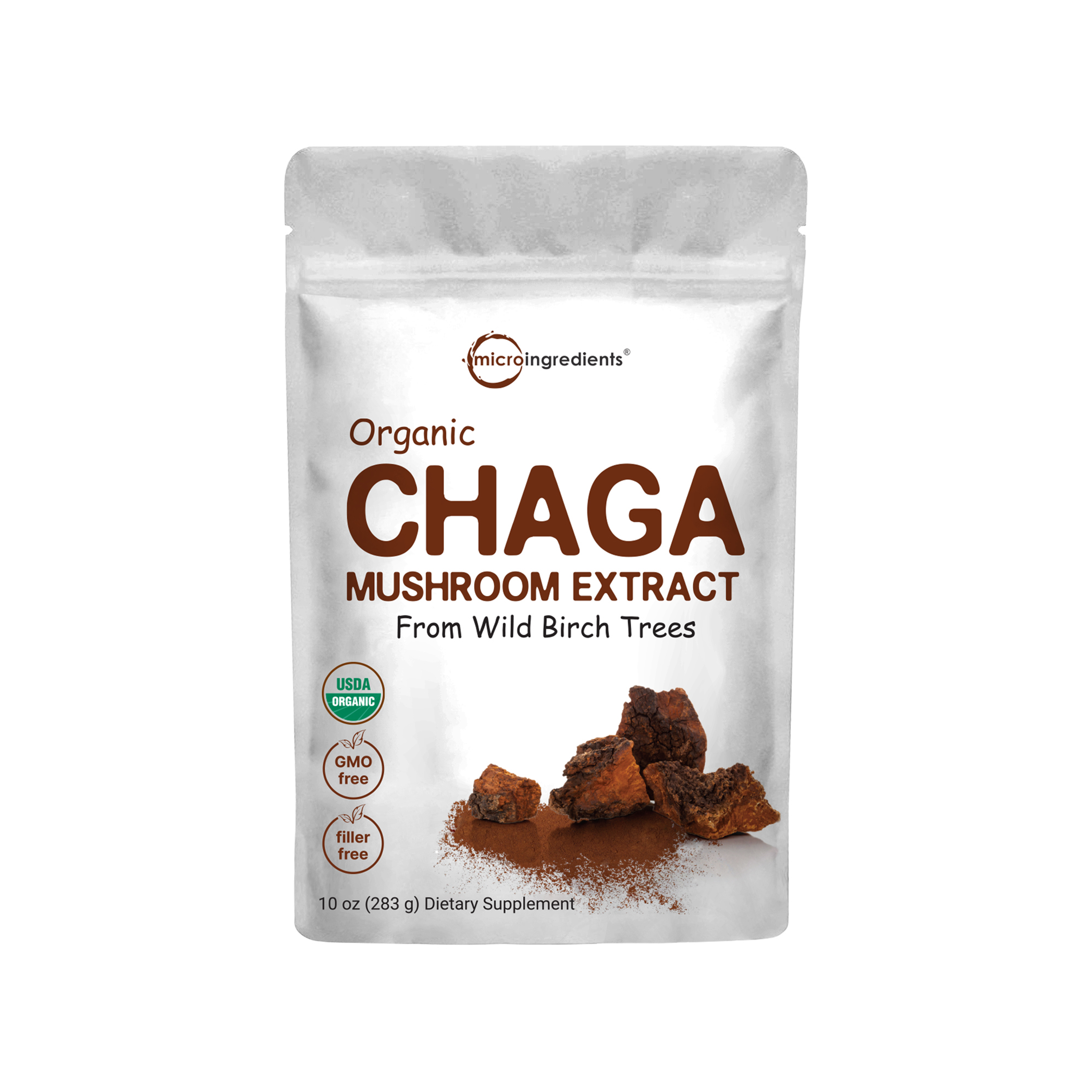 Micro Ingredients Organic Chaga Mushroom Extract 100:1 Powder, 10 Ounce