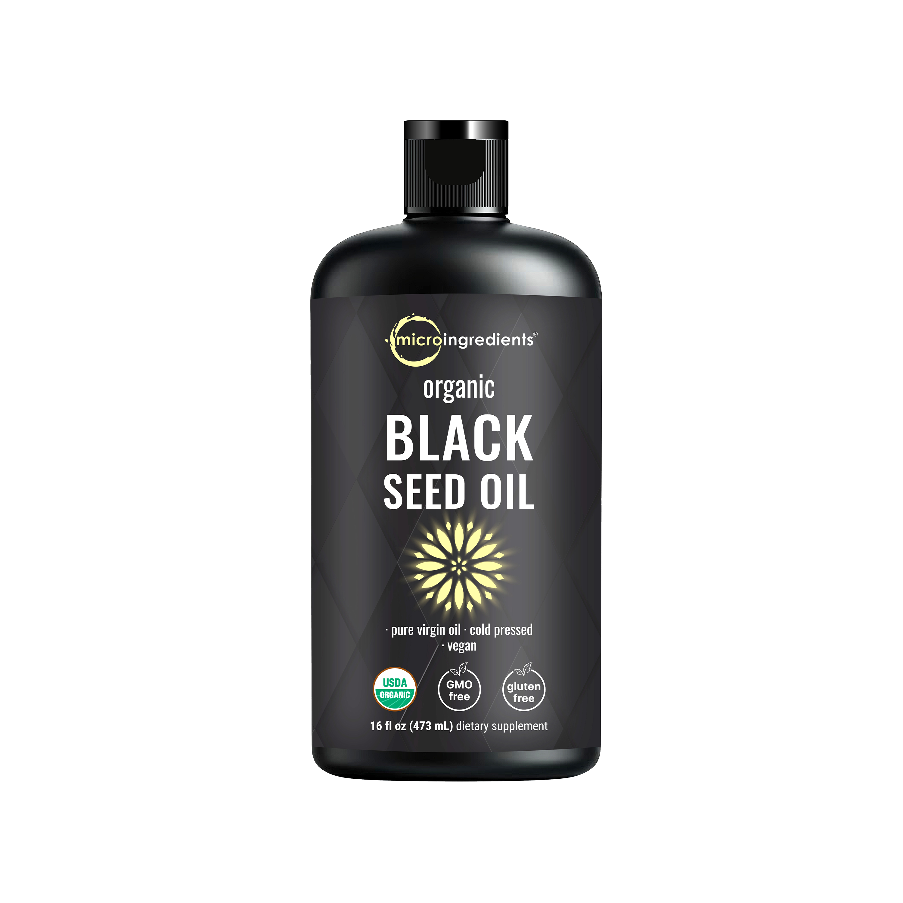 Micro Ingredients Organic Black Seed Oil, 16 fl oz | Cold Pressed Black Cumin Seeds from Nigella Sativa