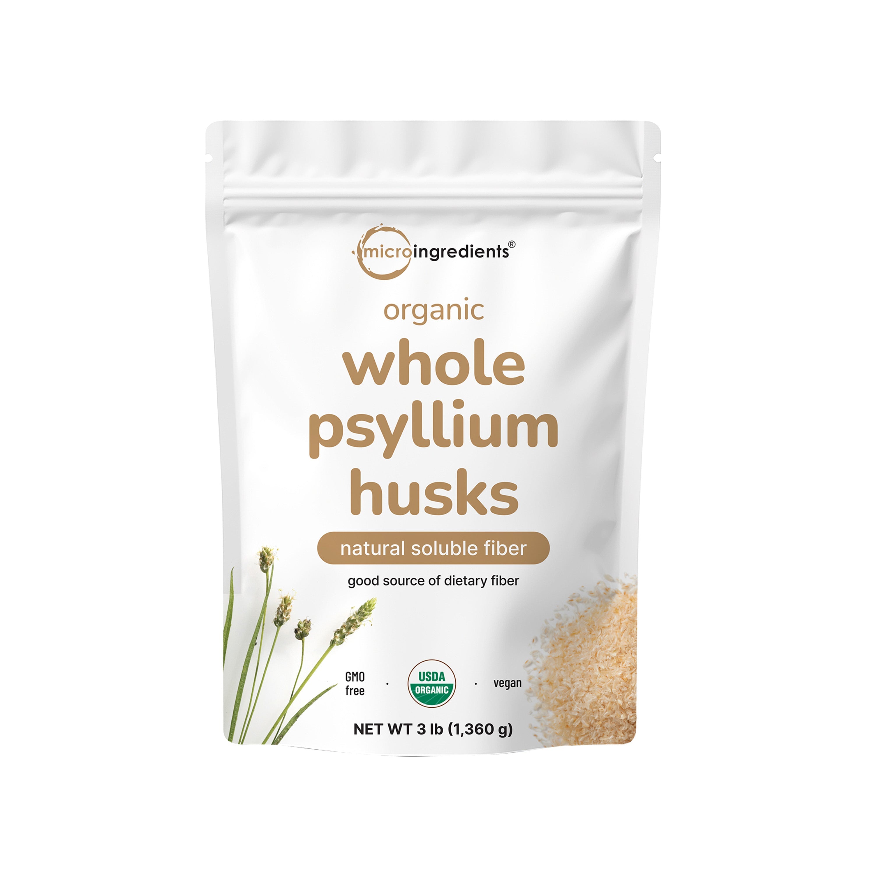 Micro Ingredients Organic Whole Psyllium Husks, 3lbs