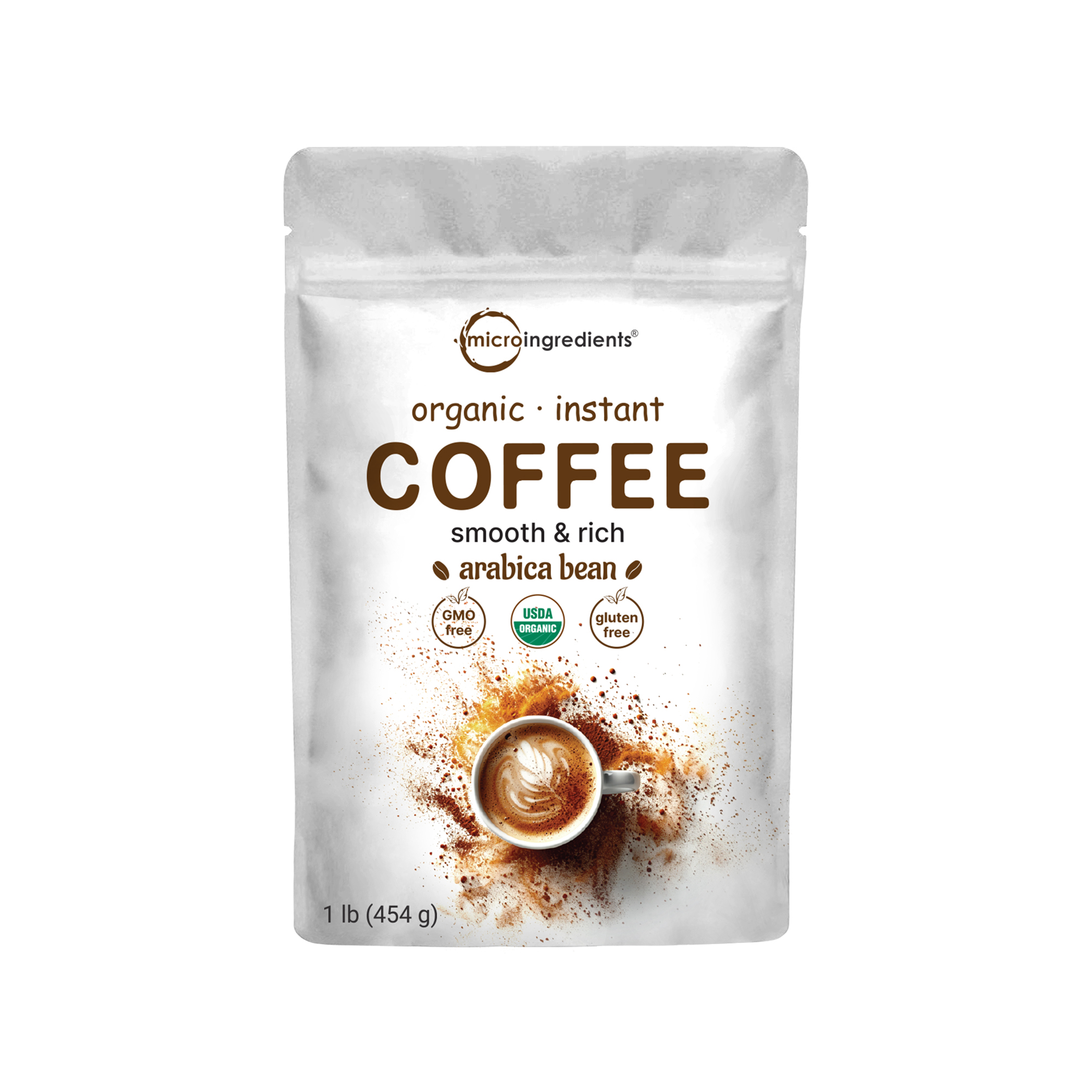 Micro Ingredients Organic Instant Coffee, 1lb Powder | Premium Arabica Coffee Beans Source
