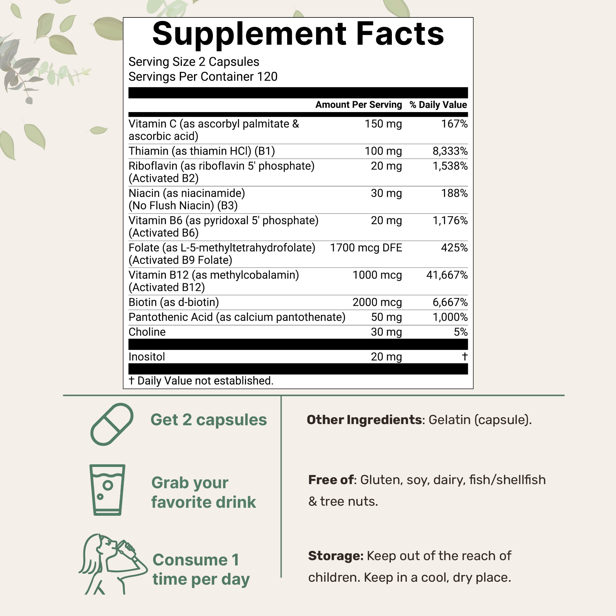 Micro Ingredients 2 Pack Pure Methylated B Complex, 480 Capsules