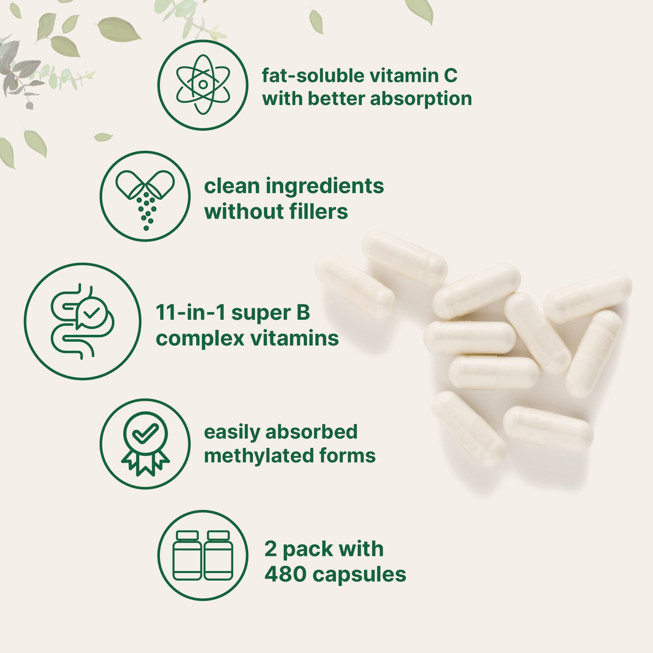 Micro Ingredients 2 Pack Pure Methylated B Complex, 480 Capsules