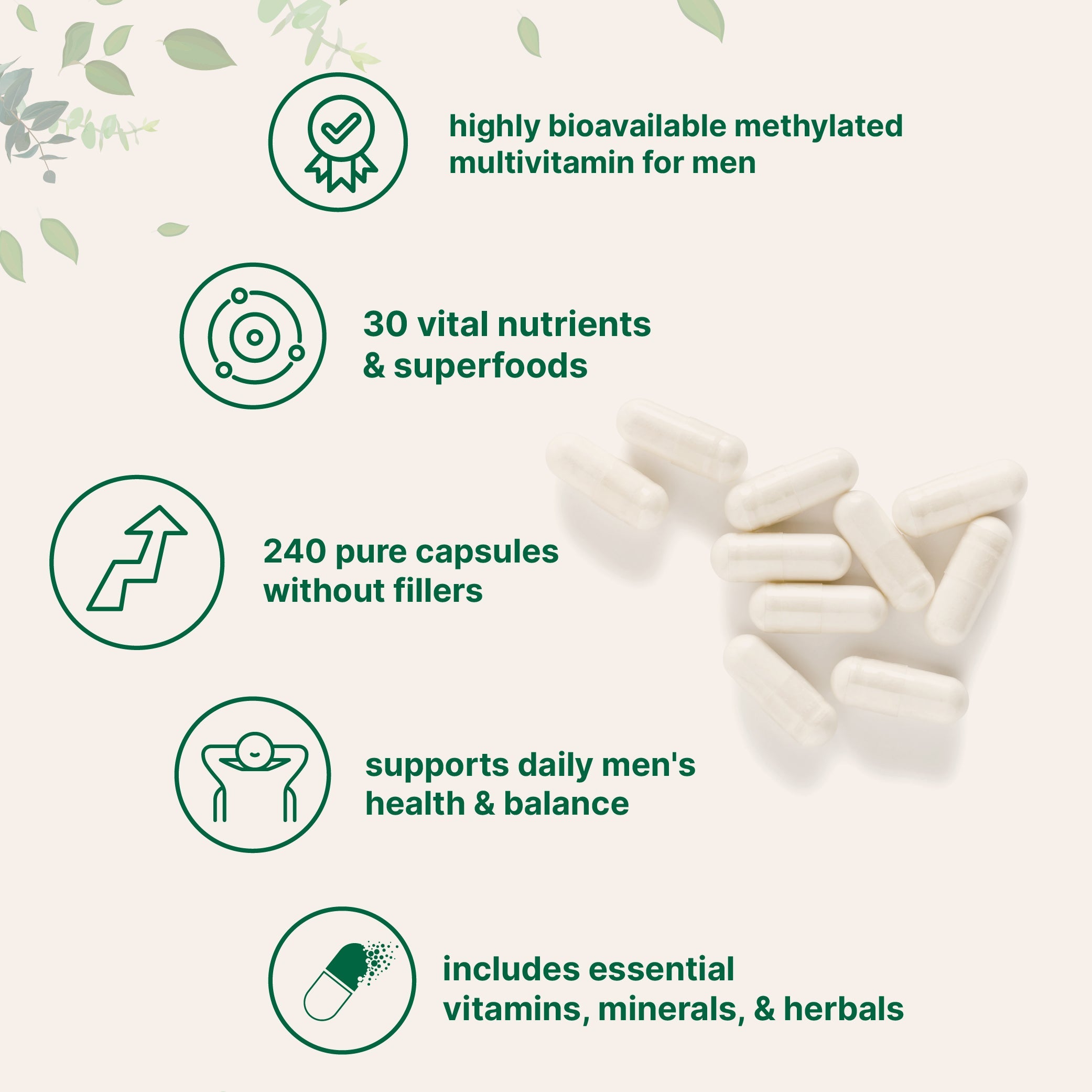 Micro Ingredient Pure Methylated Multivitamin for Men, 240 Capsules