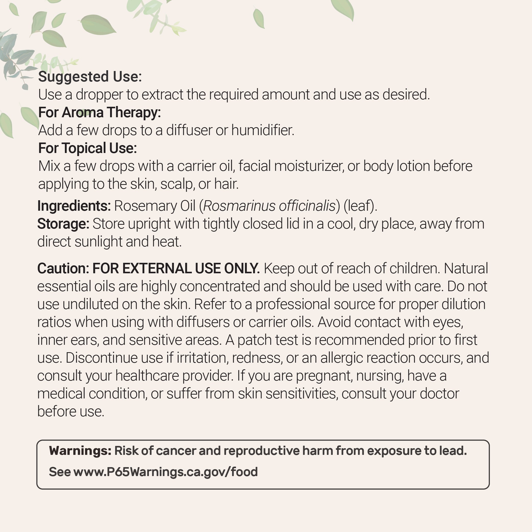 Micro Ingredients Pure Rosemary Essential Oil 8 floz (237mL)