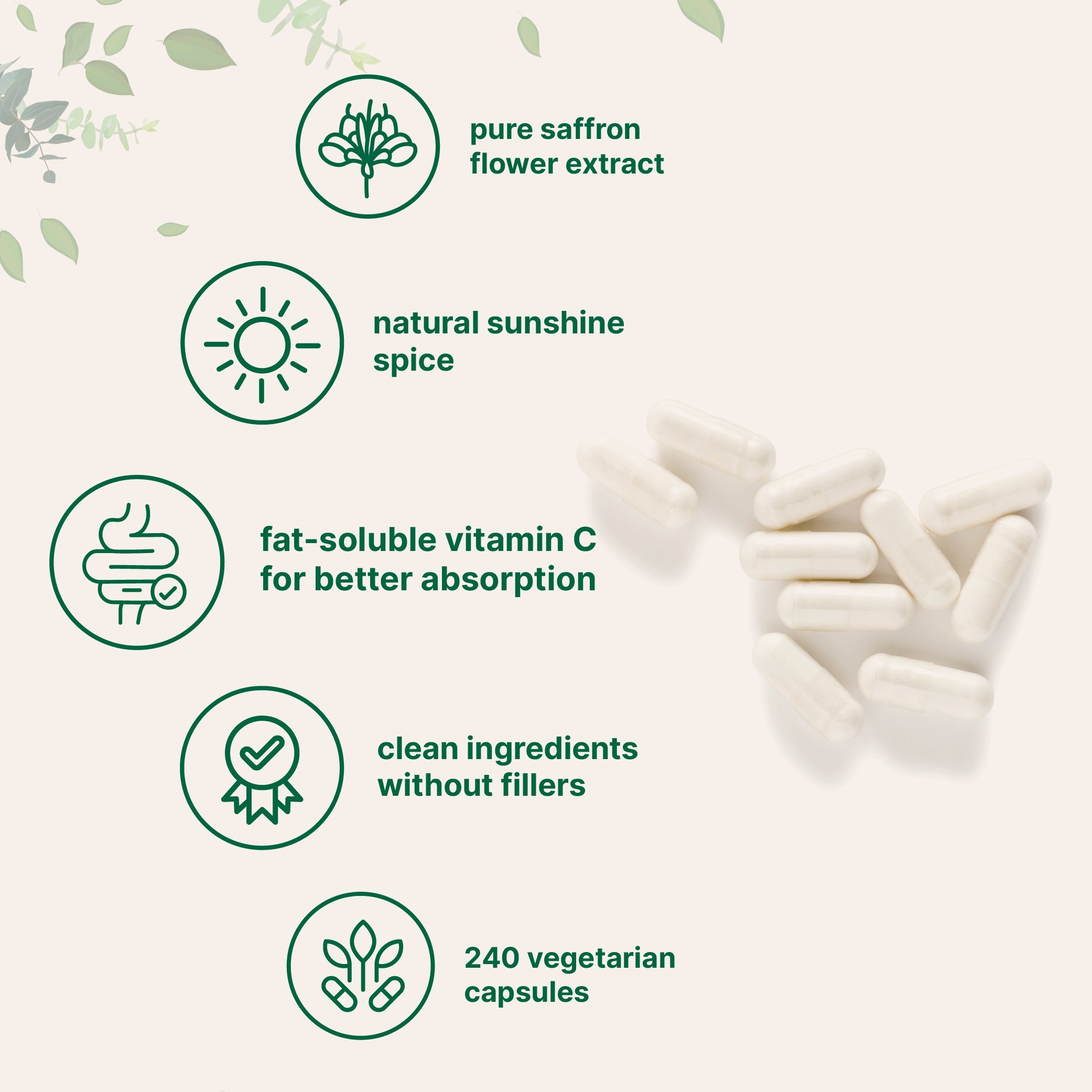 Micro Ingredients Pure Saffron Extract 88.5mg, 240 Veggie Capsules with High Absorption Fat-Soluble Vitamin C