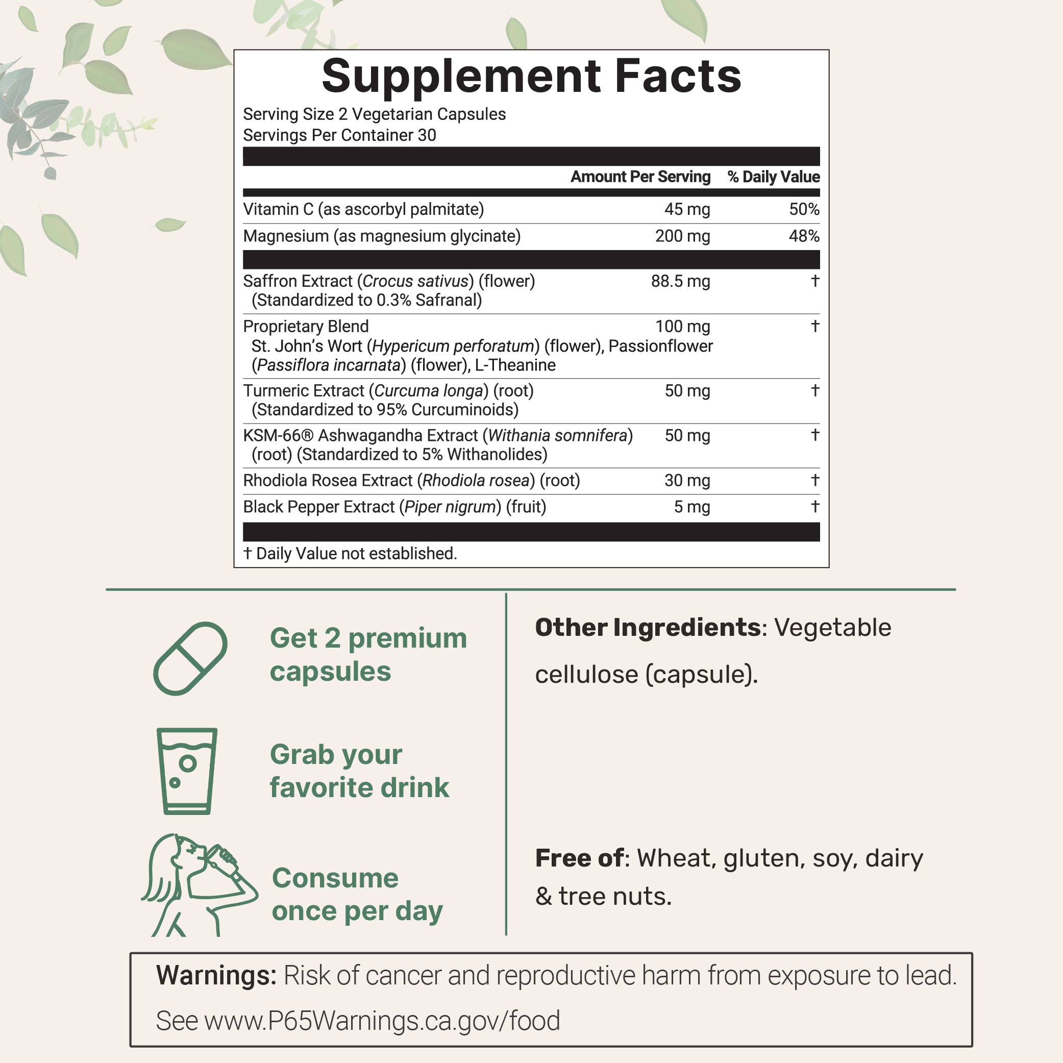 Micro Ingredients Saffron+ Advanced Supplements, 60 Veggie Capsules