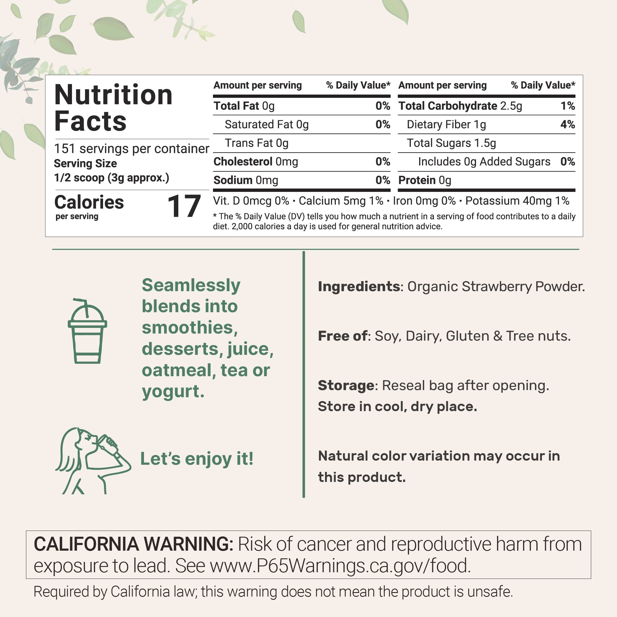 Micro Ingredients Organic Freeze-Dried Strawberry Powder 1 lb