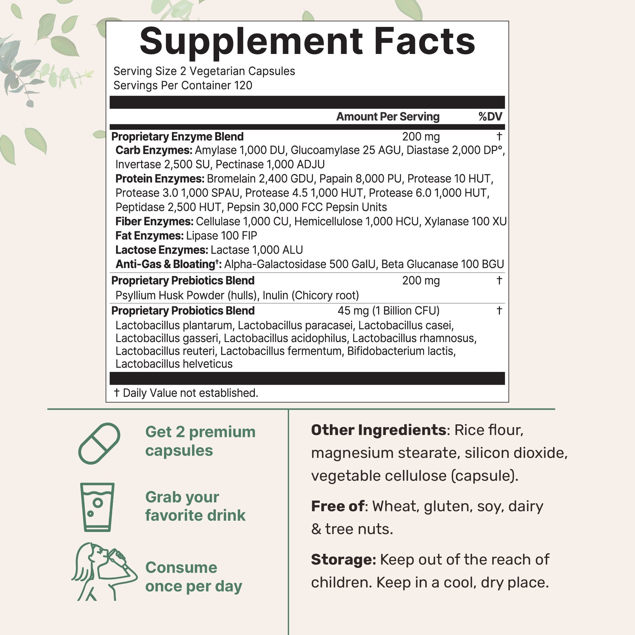Micro Ingredients Super Enzymes + Prebiotics & 1 Billion CFU Probiotics, 240 Veggie Capsules