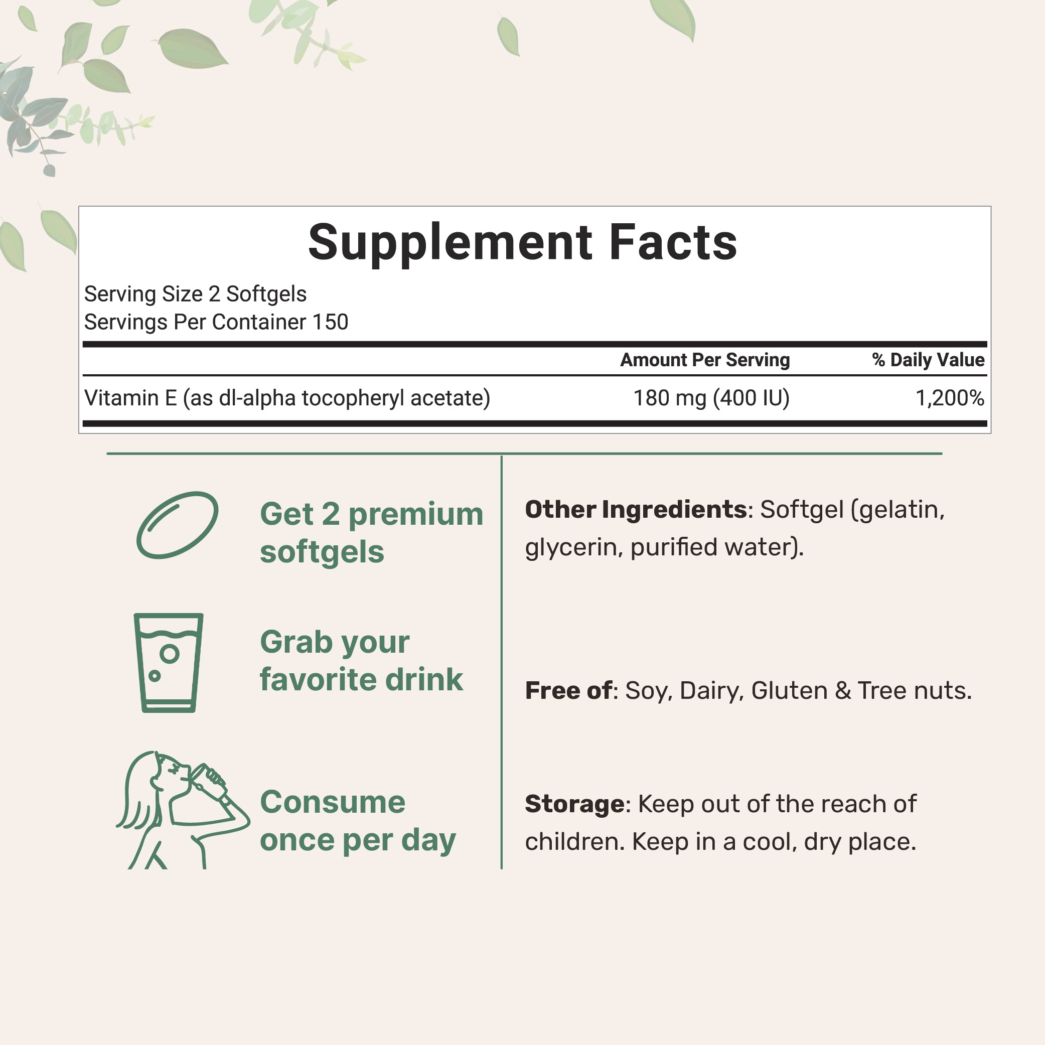 Micro Ingredients Vitamin E 400 IU, 300 Softgels, Pure Vitamin E Oil Pills