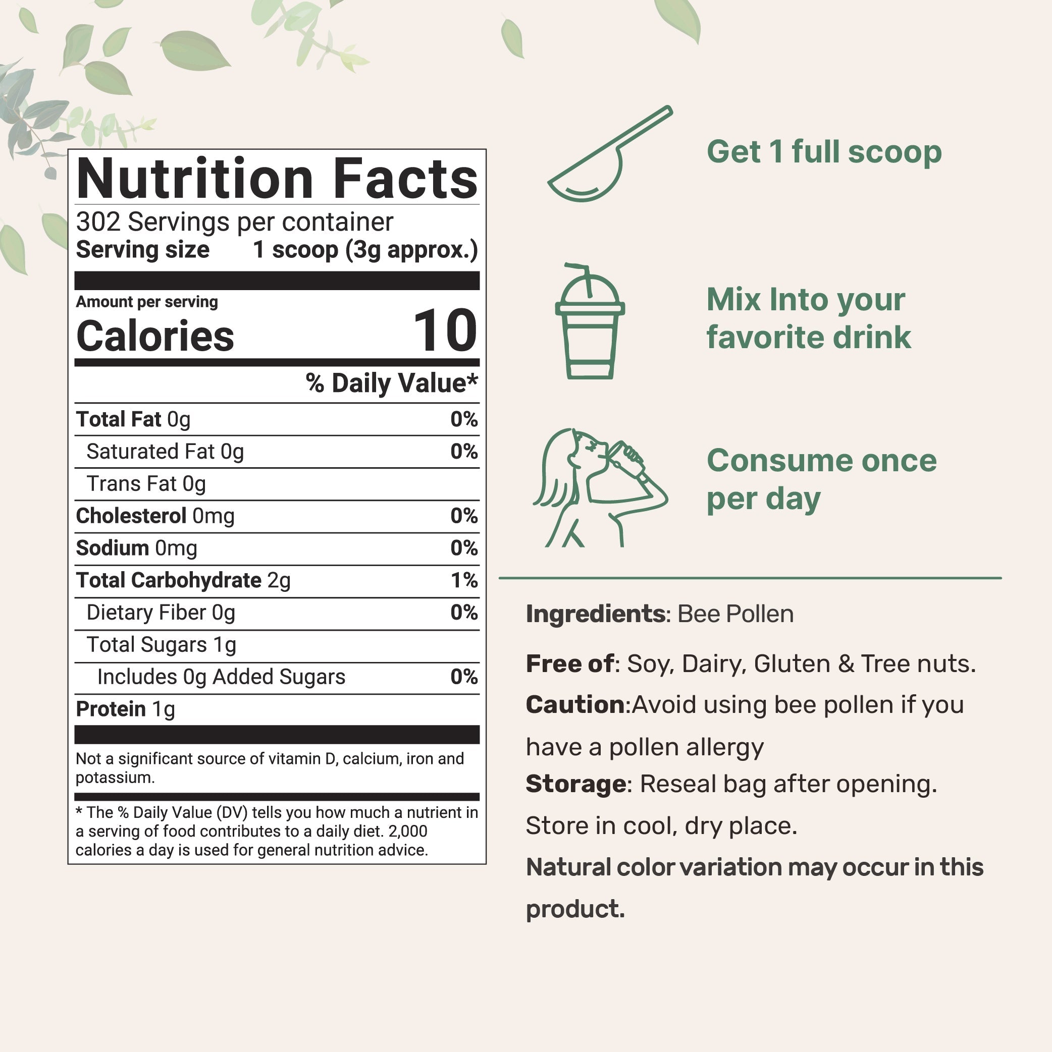 Micro Ingredients Fresh Bee Pollen Whole Granules, 2 Pounds