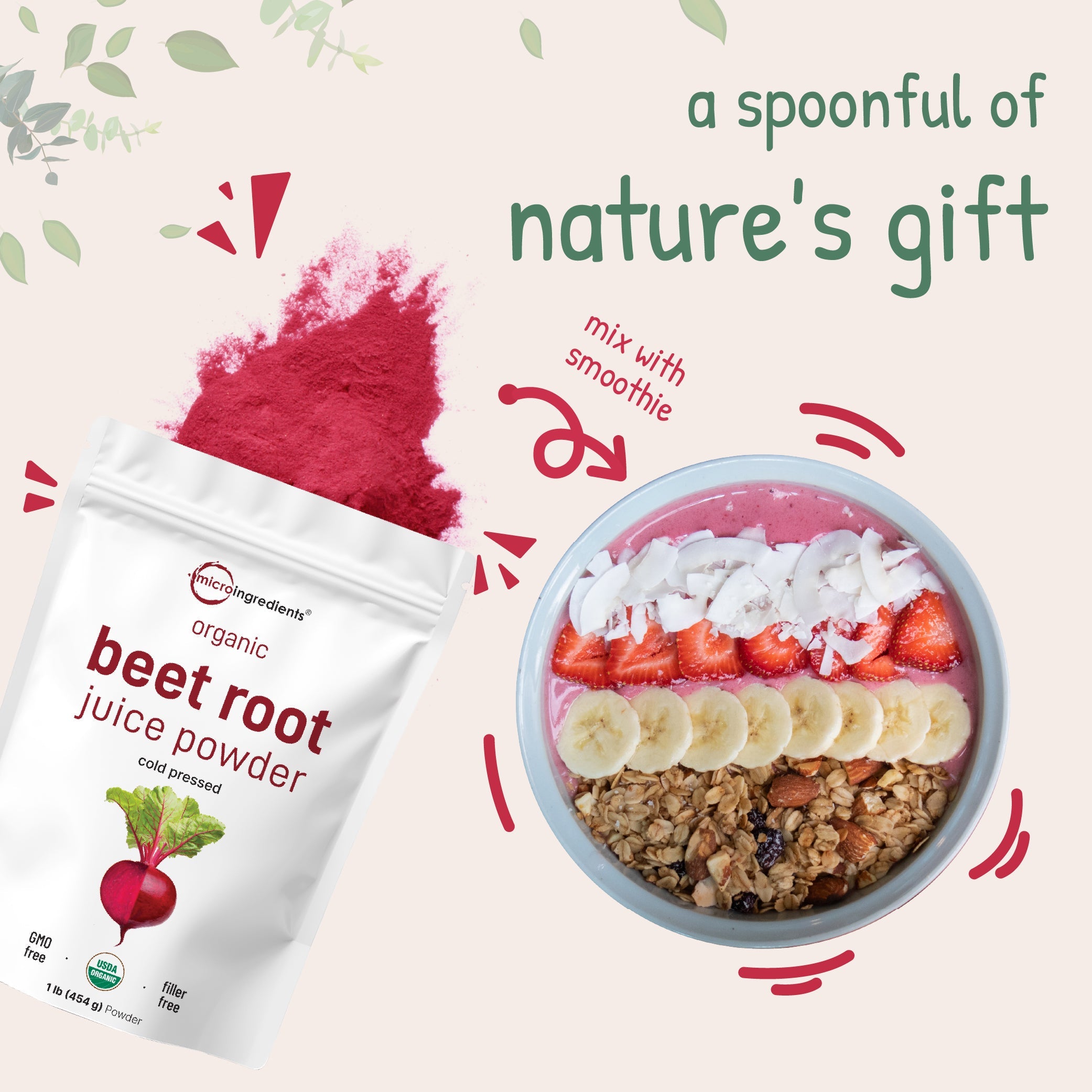 Micro Ingredients Organic Beet Root Juice Powder, 1 Pound