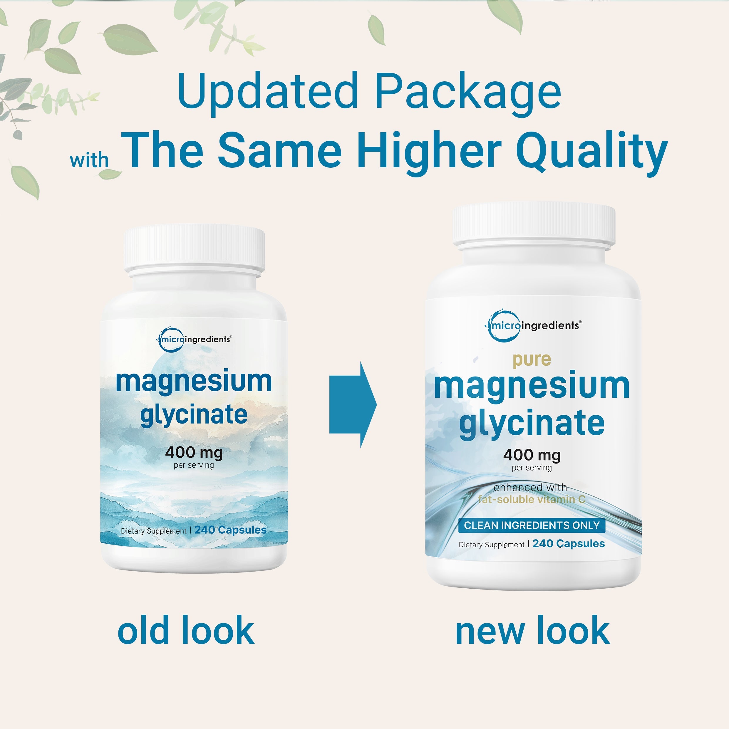 Micro Ingredients Pure Magnesium Glycinate 400mg Per Serving, 240 Capsules