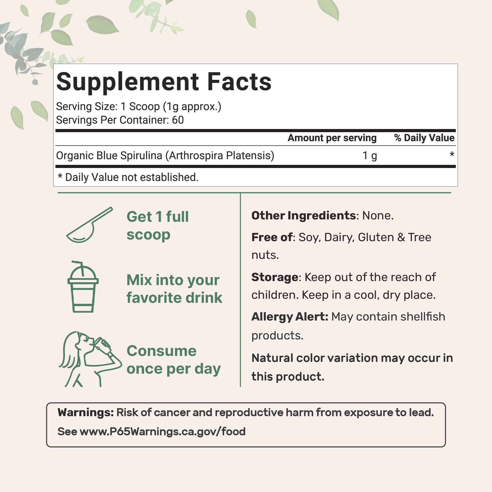 Micro Ingredients Organic Blue Spirulina Powder (Phycocyanin Extract) - No Fishy Smell, 100% Vegan Protein from Blue-Green Algae