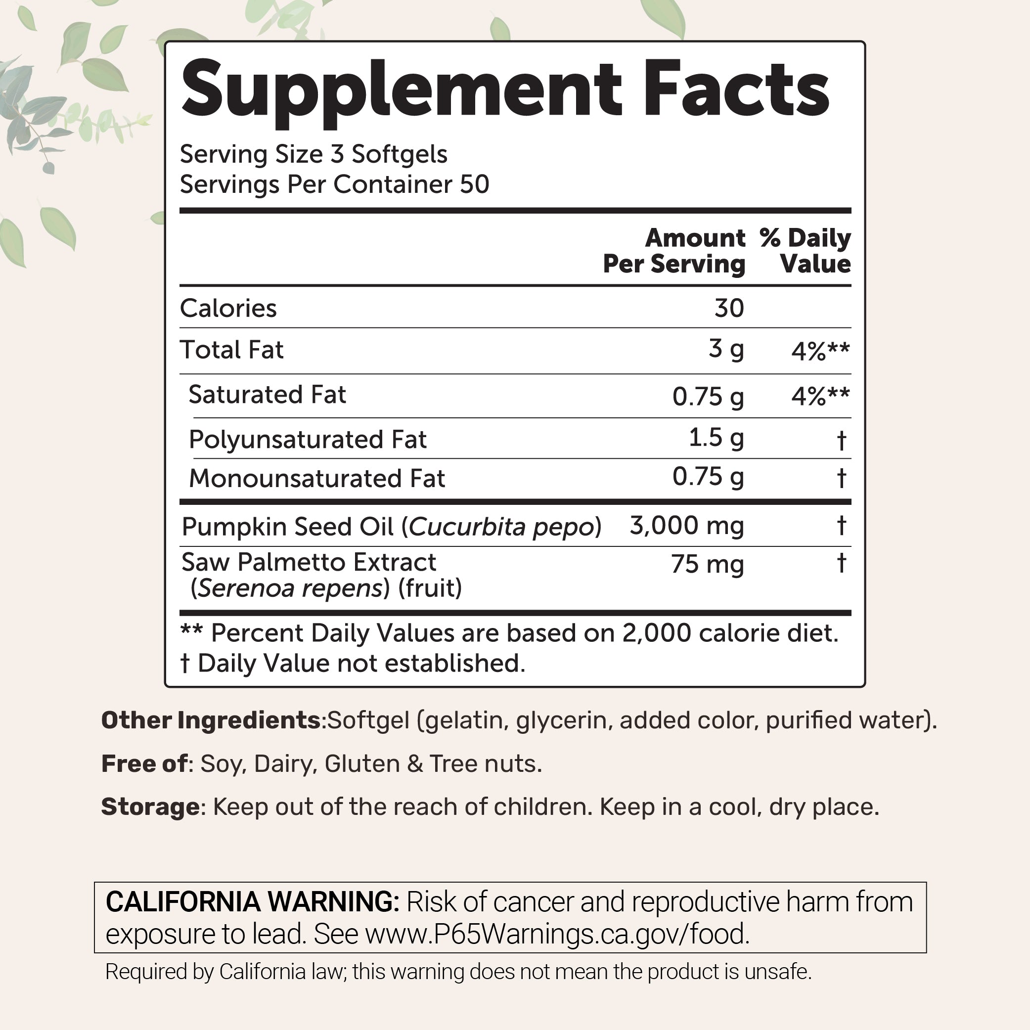 Micro Ingredients Pumpkin Seed Oil with Saw Palmetto Softgels