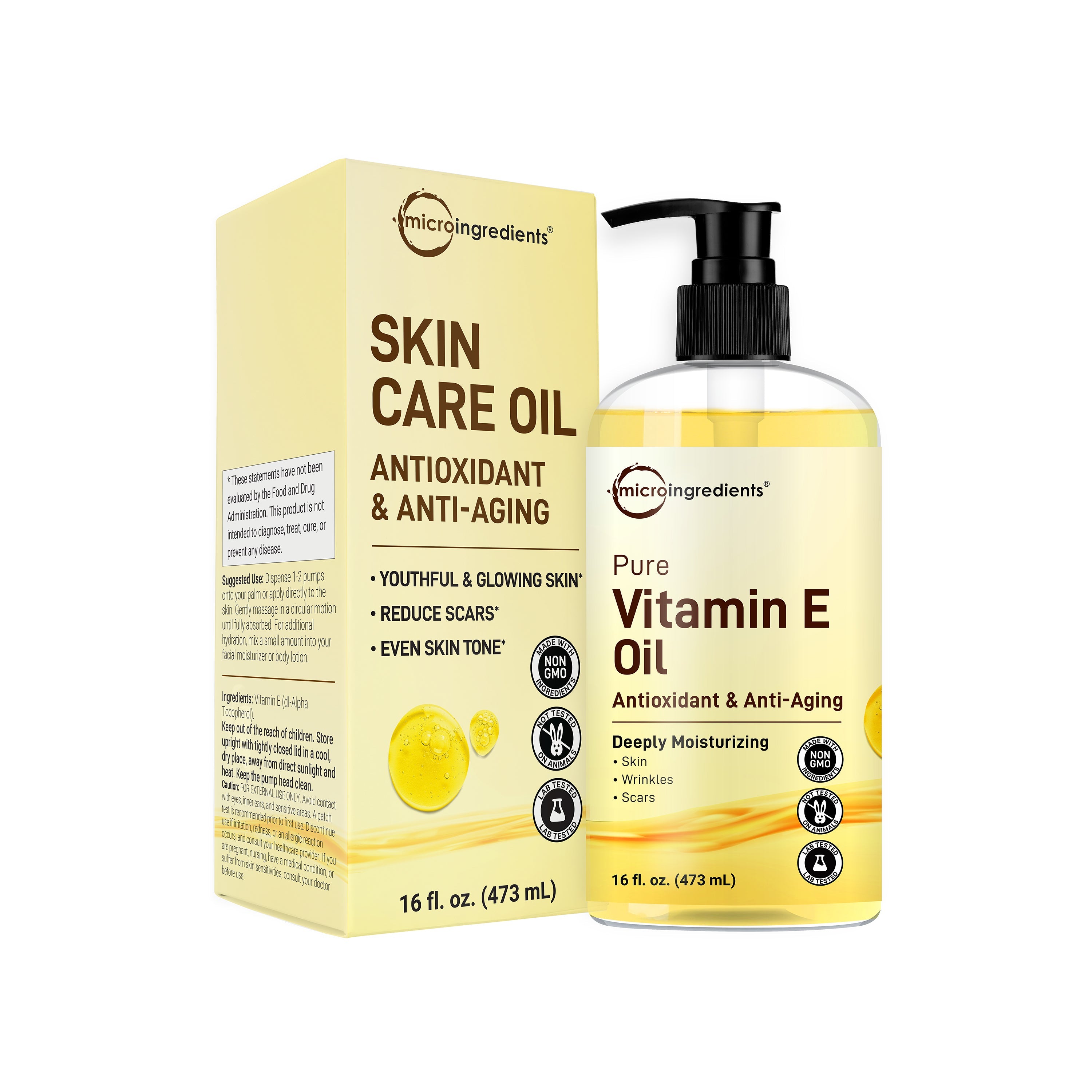 Micro Ingredients Pure Vitamin E Oil, 16 fl oz (473mL)