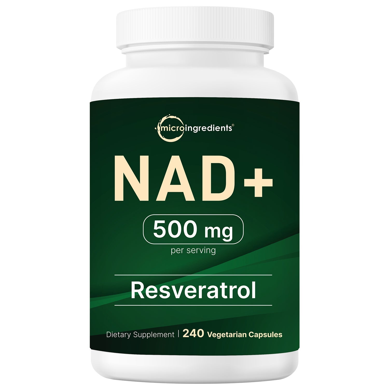 Micro Ingredients NAD+ Supplement 500mg with Resveratrol, 240 Veggie Capsules