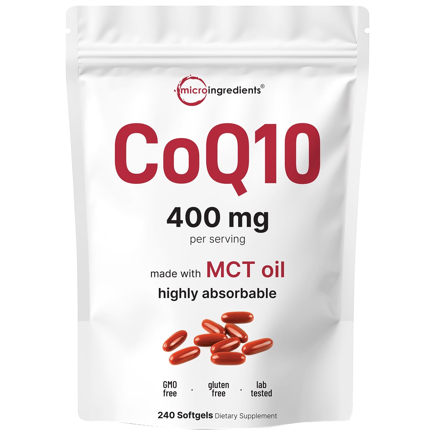Micro Ingredients CoQ10 240 Softgels with Coconut MCT Oil