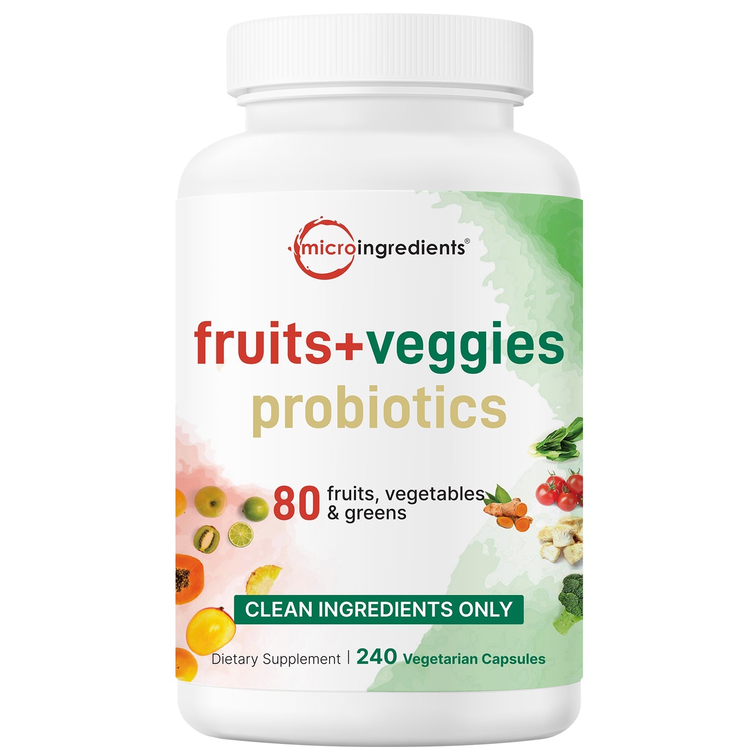 Micro Ingredients Fruits + Veggies and Probiotics, 240 Vegetarian Capsules