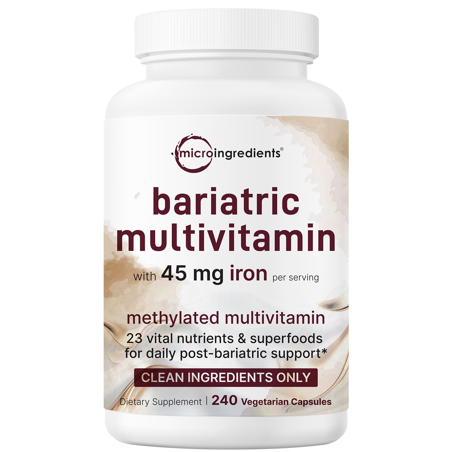 Micro Ingredients Bariatric Multivitamin with 45mg Iron, 240 Veggie Capsules