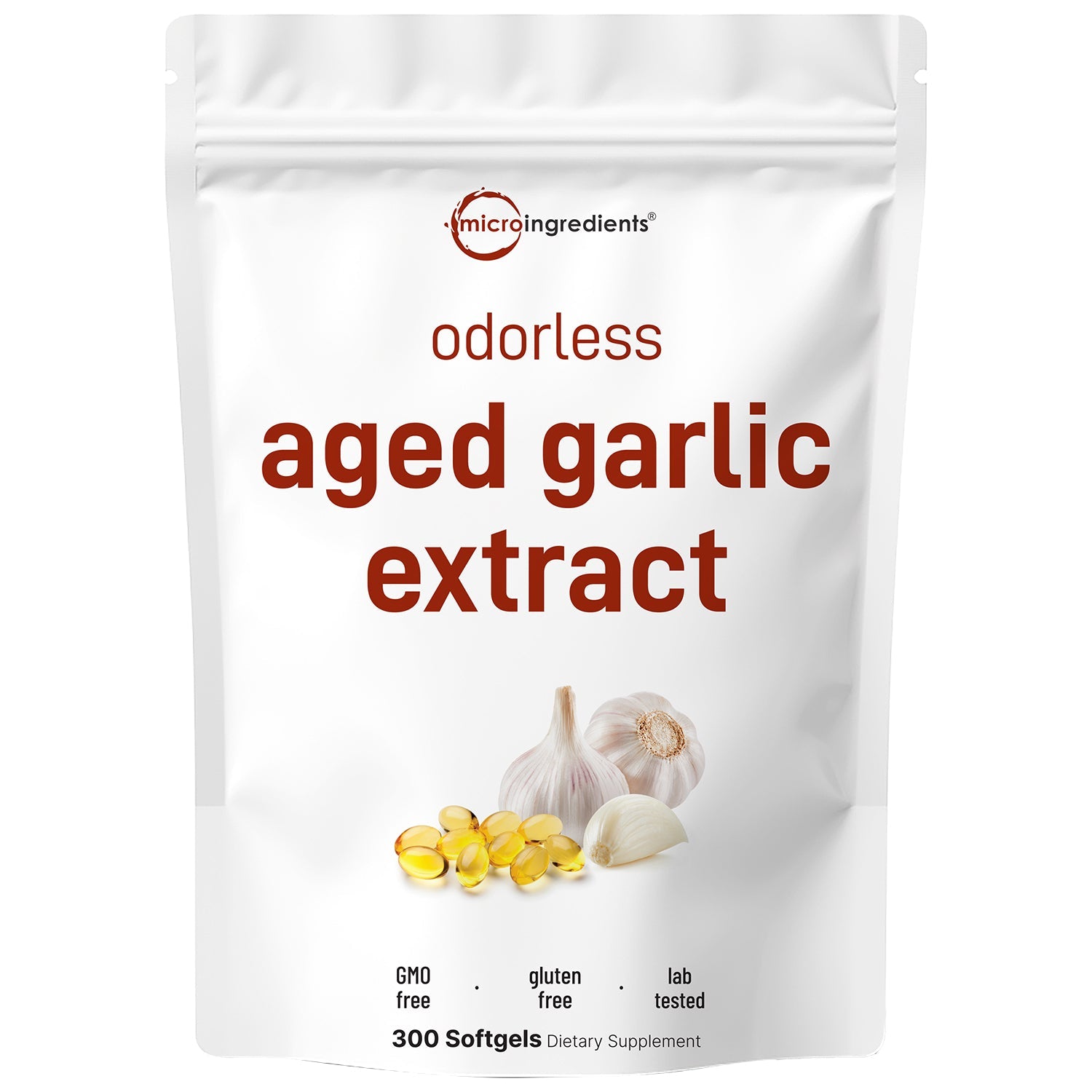 Micro Ingredients Odorless Aged Garlic Extract, 300 Softgels