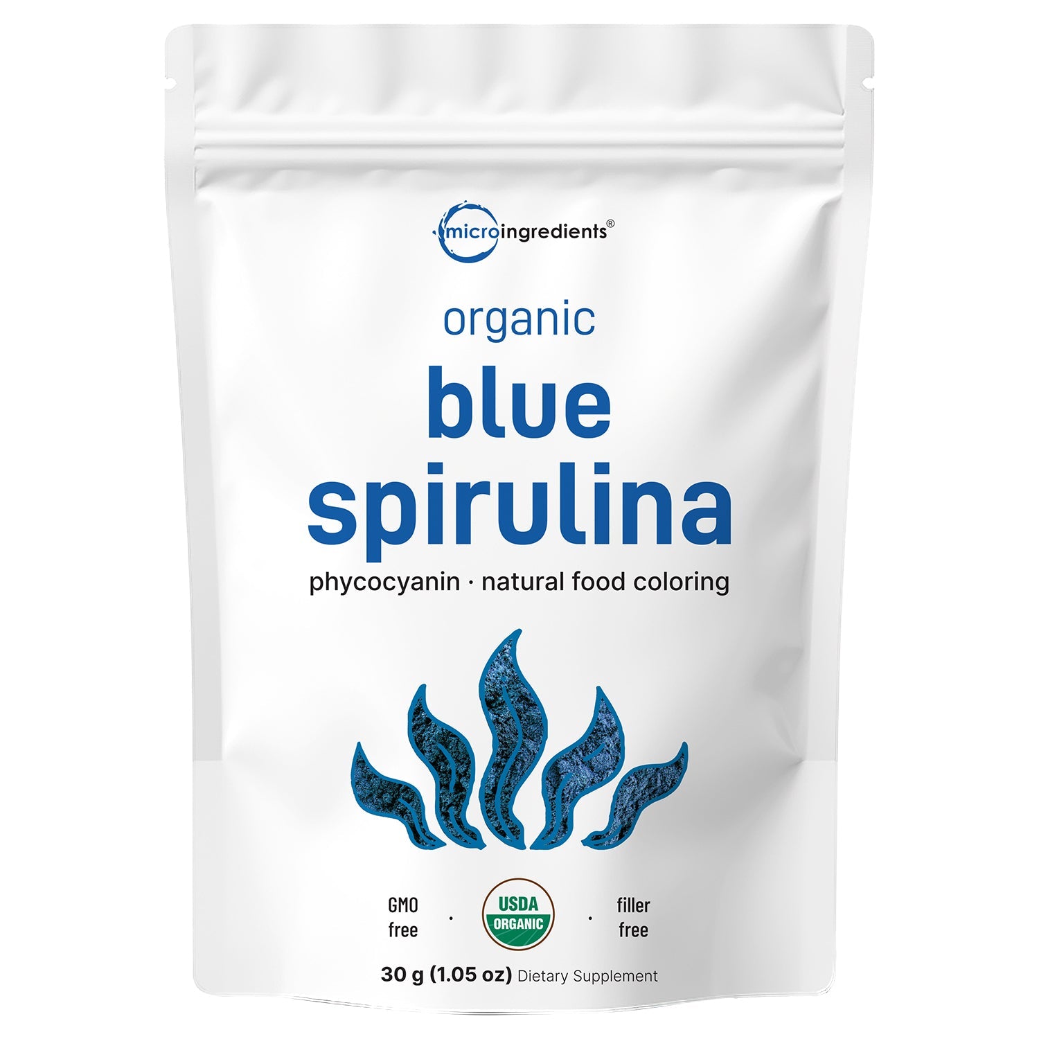 Micro Ingredients Organic Blue Spirulina Powder (Phycocyanin Extract) - No Fishy Smell, 100% Vegan Protein from Blue-Green Algae