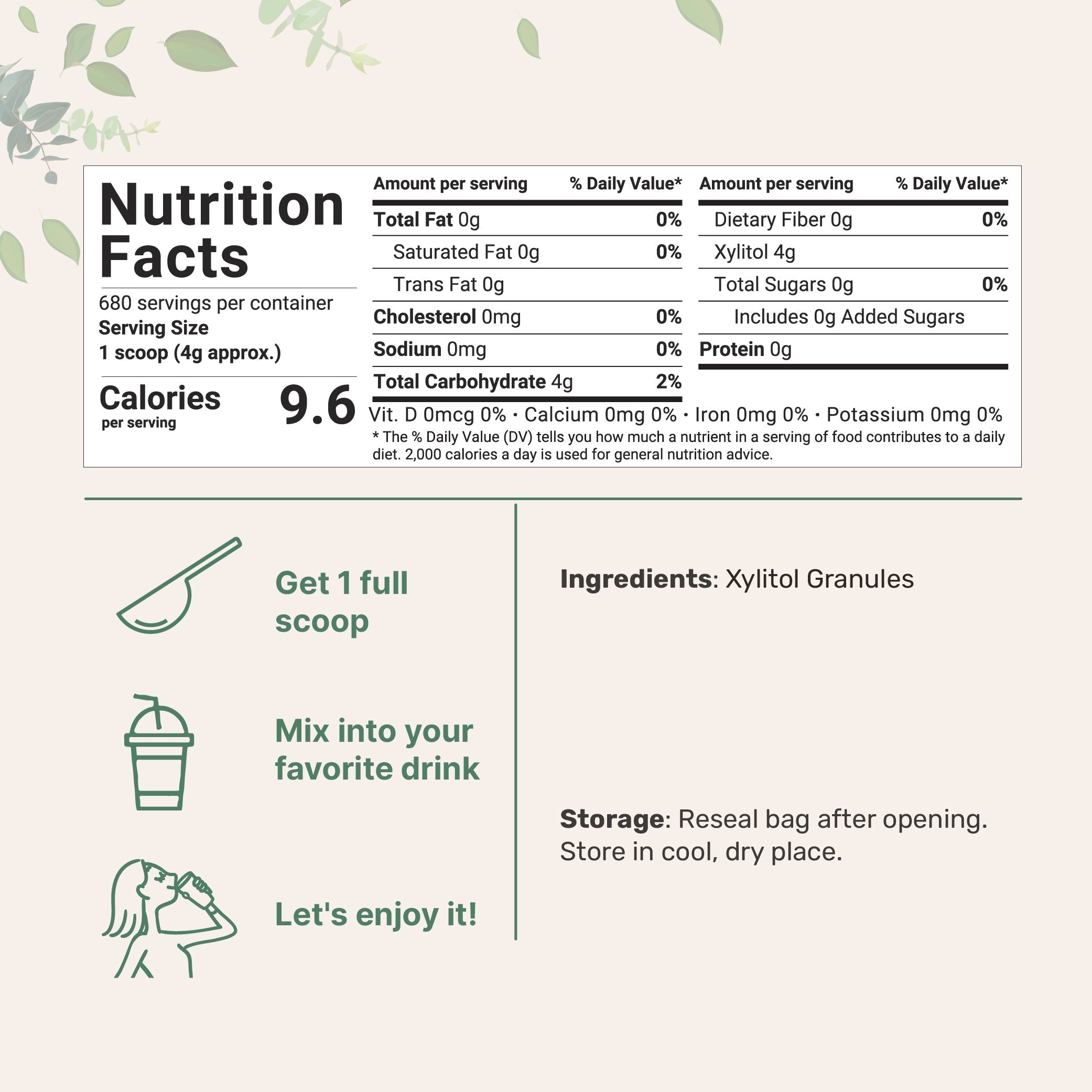 Micro Ingredients Xylitol Sweetener Granules, 6lb