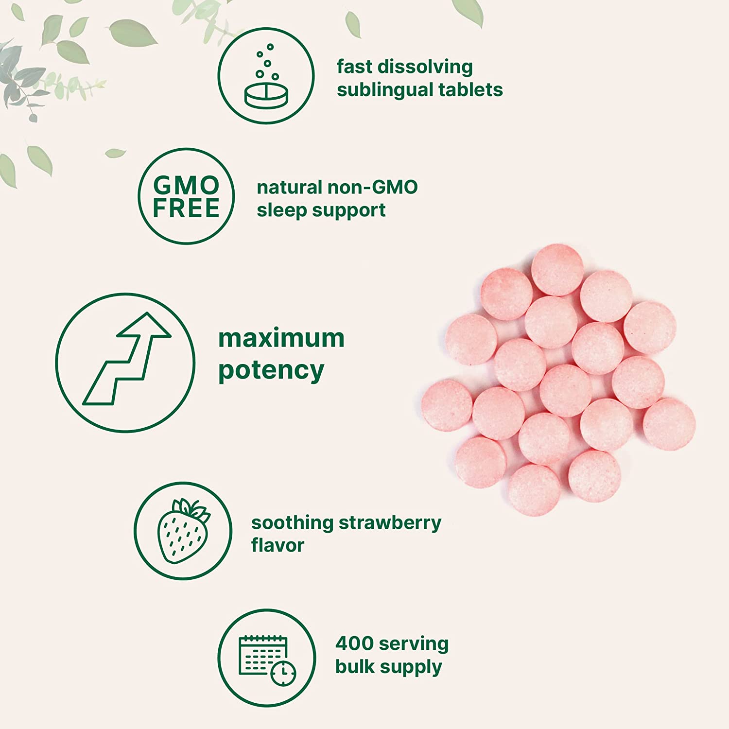 Micro Ingredients Melatonin 20mg Tablets, 400 Counts, Natural Strawberry Flavor